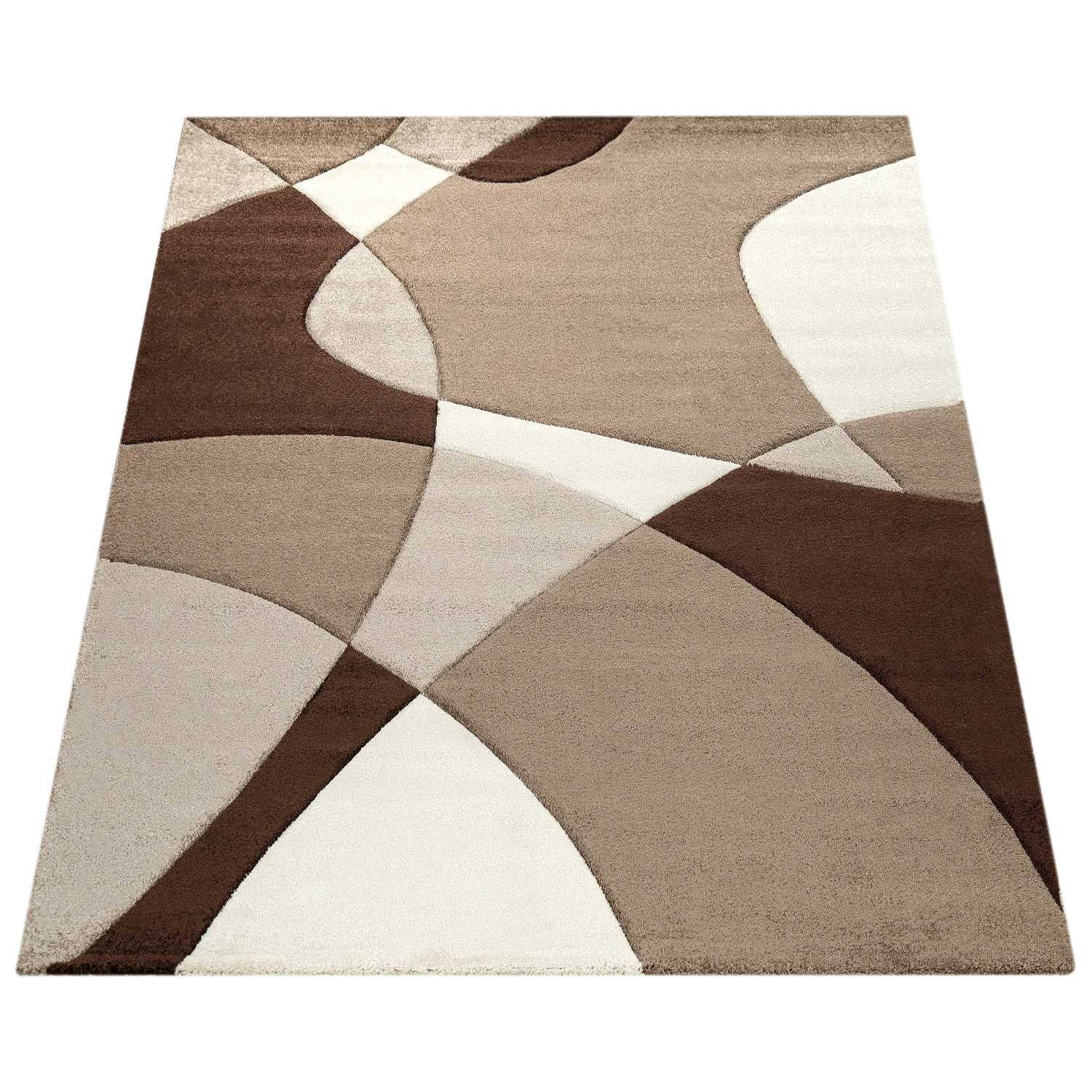 Wohnzimmer Teppich Modern Geometrische Muster Braun 