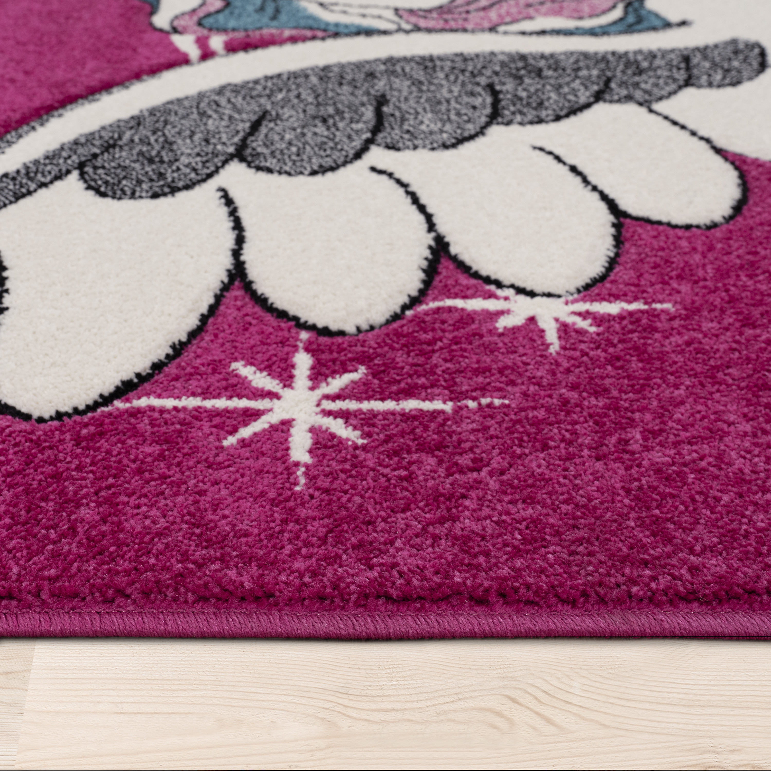 Kinderzimmer Teppich für Kinder Das Kleine Einhorn Pink 