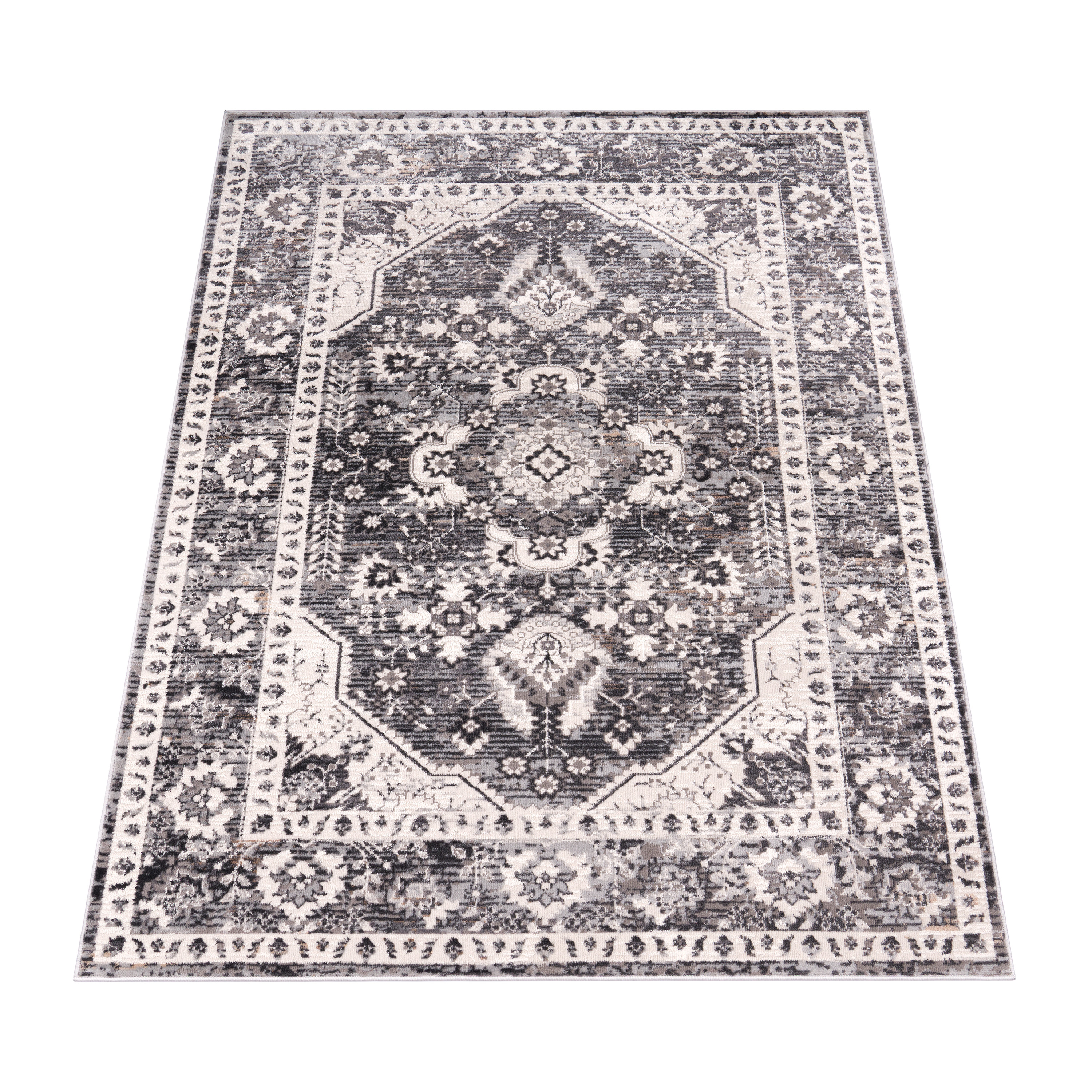 Teppich Esszimmer Marokkanisch Muster Bordüre Grau Orientalisch