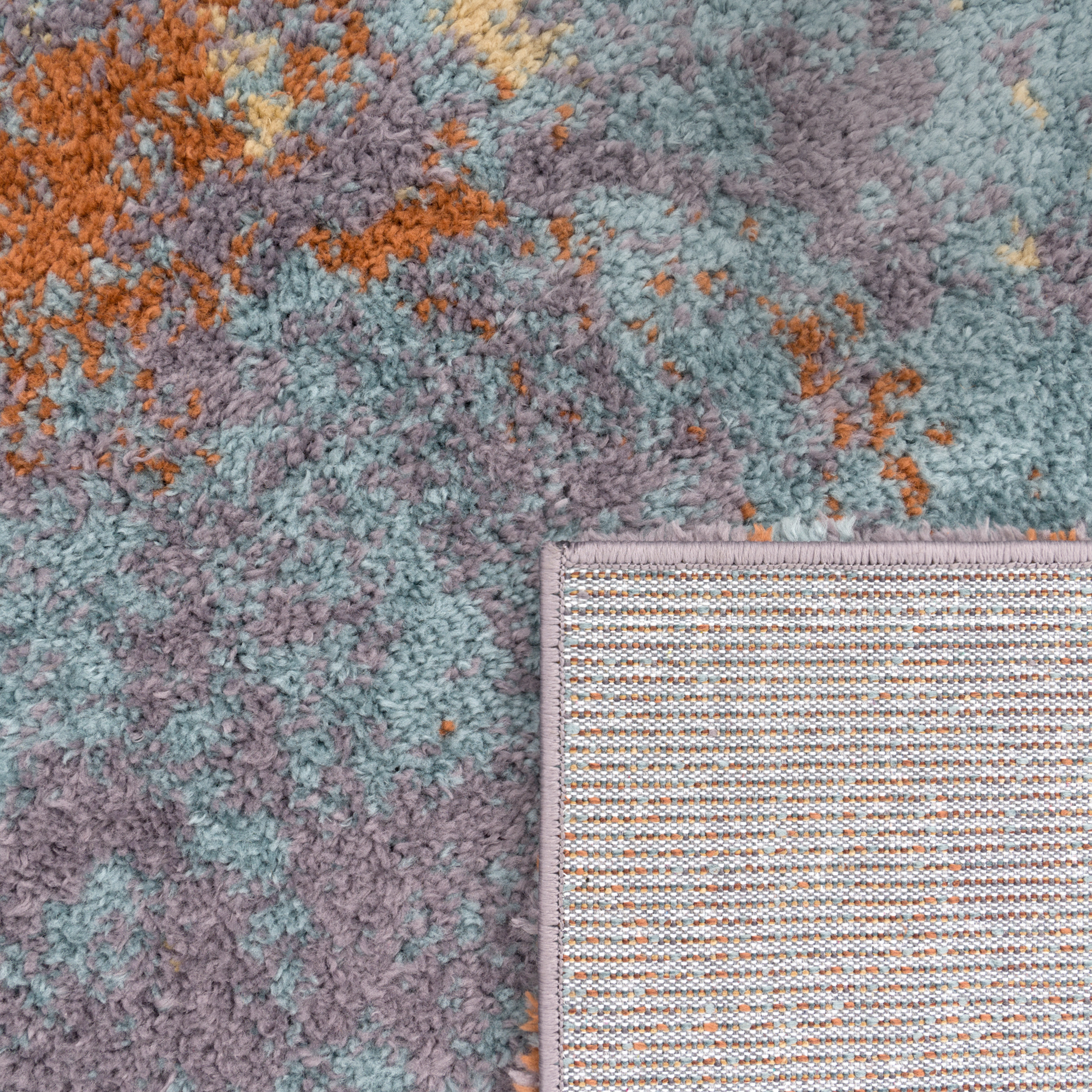 Teppich Esszimmer Shaggy Abstraktes Muster Mehrfarbig Vintage