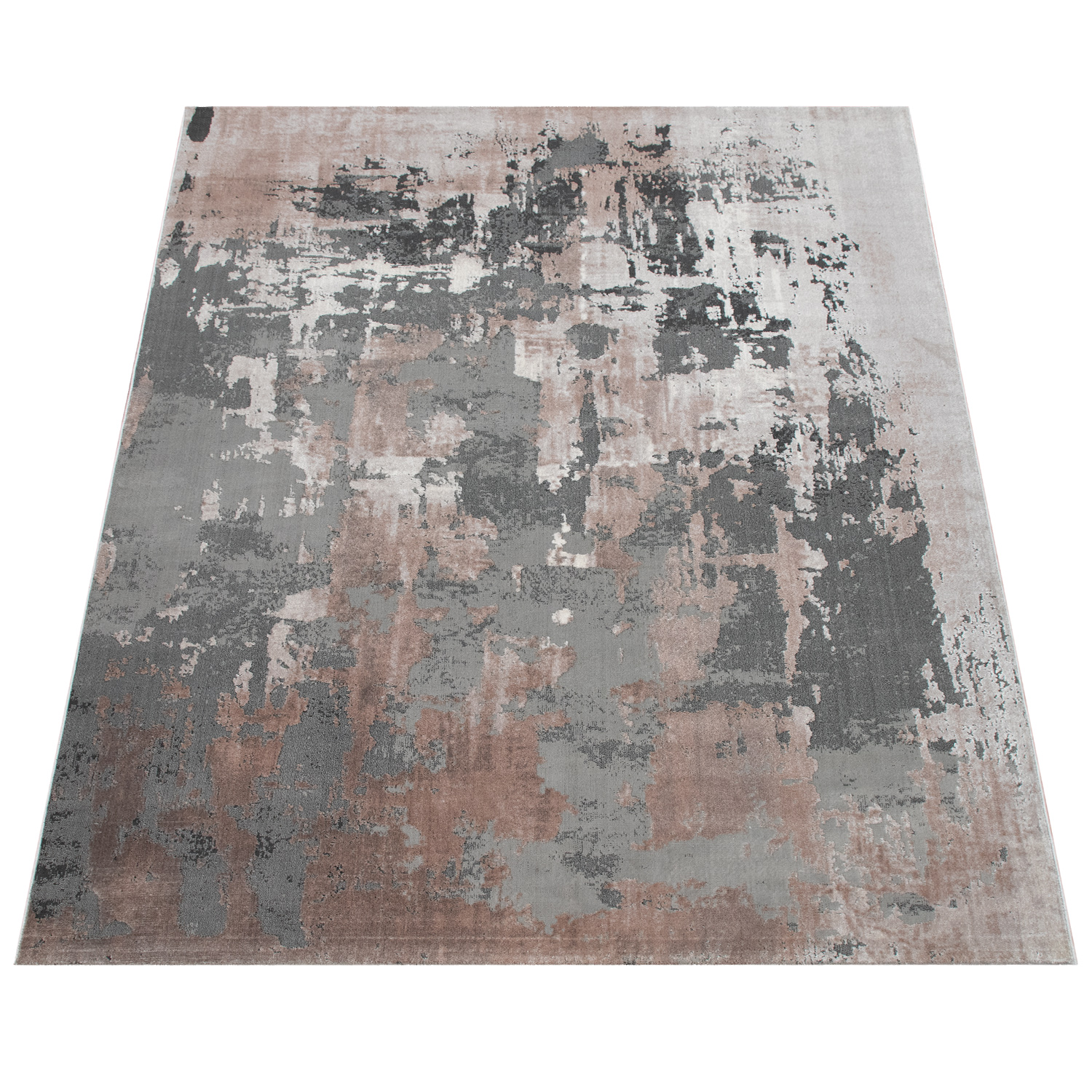 Teppich 3-D-Look Beton-Optik Wohnzimmer Grau 
