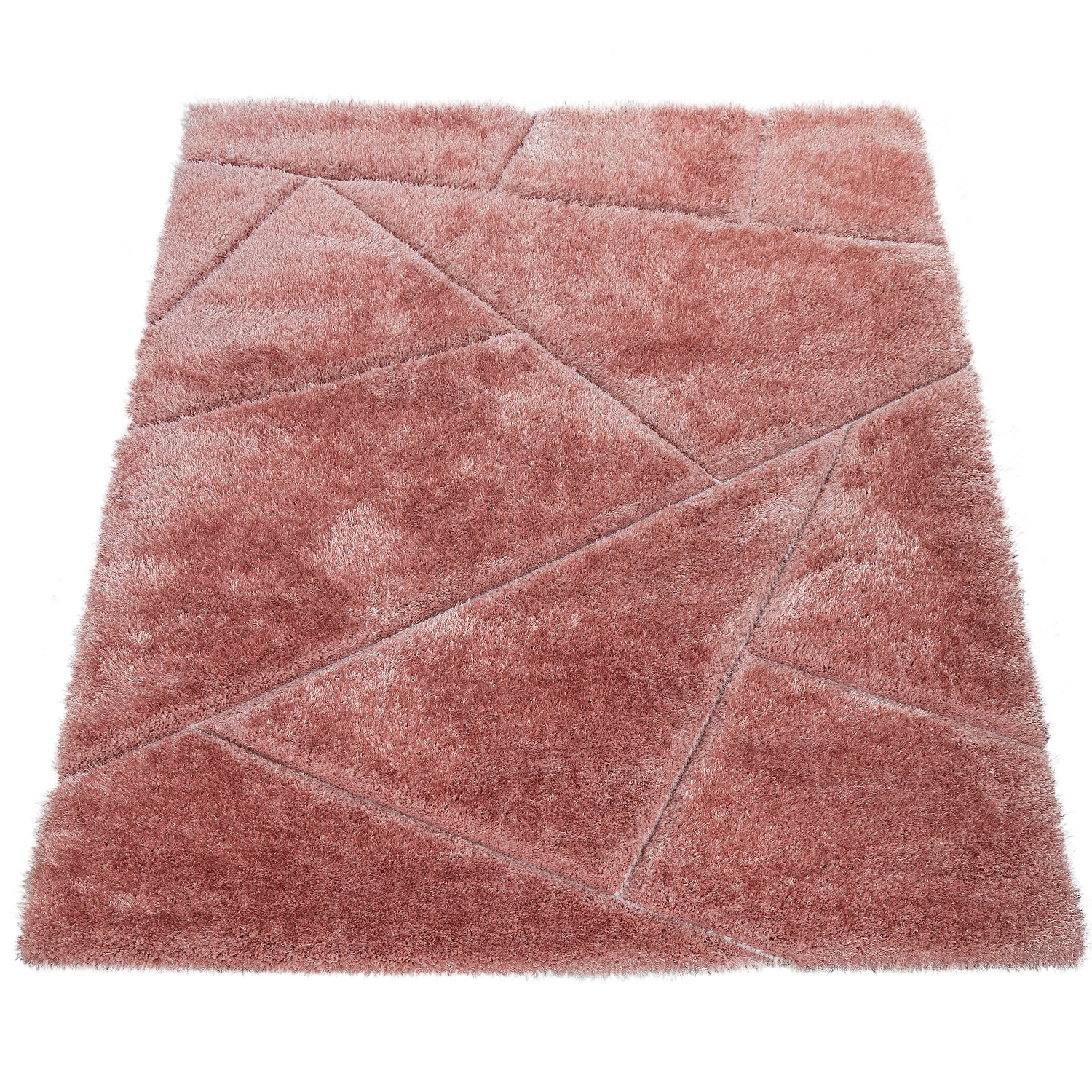 Hochflor Teppich Wohnzimmer Shaggy 3-D Design Pink 