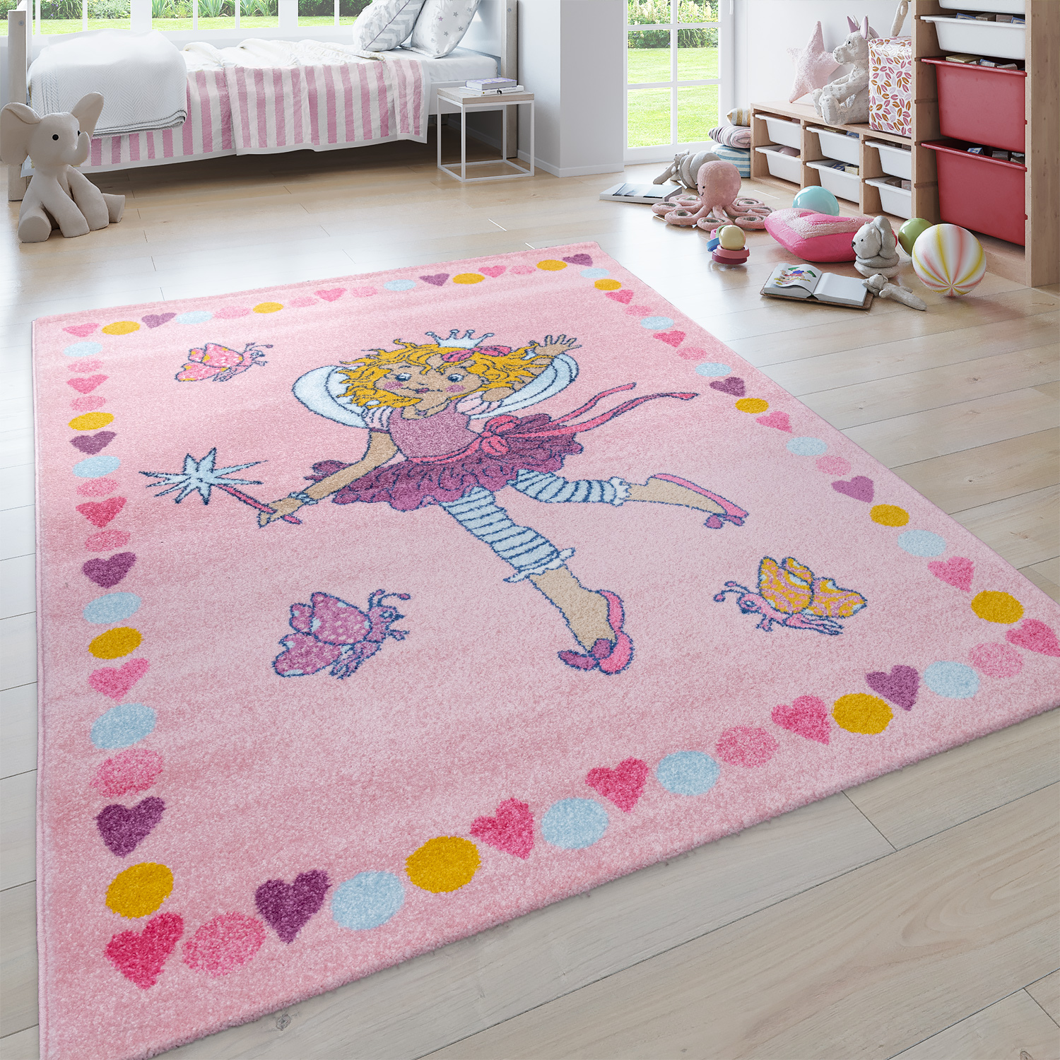 Kinder-Teppich Prinzessin Lillifee Bordüre Pink 