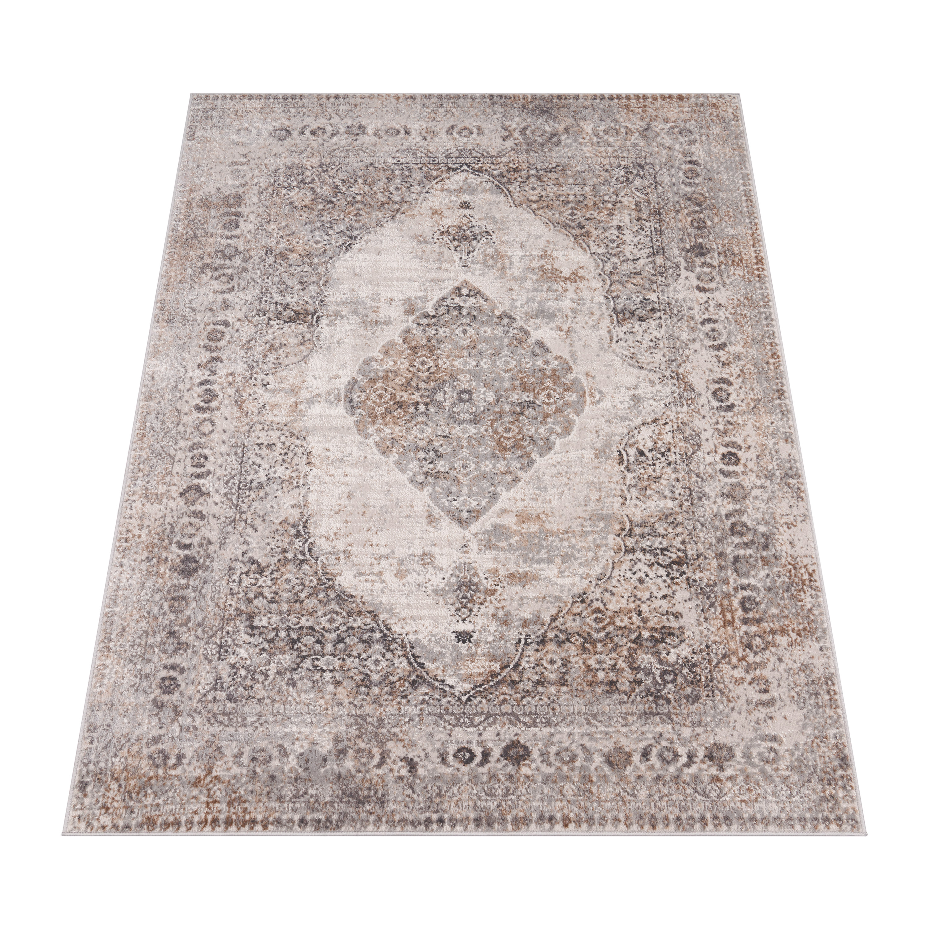 Teppich Esszimmer Ornamente Muster Modern Grau Orientalisch