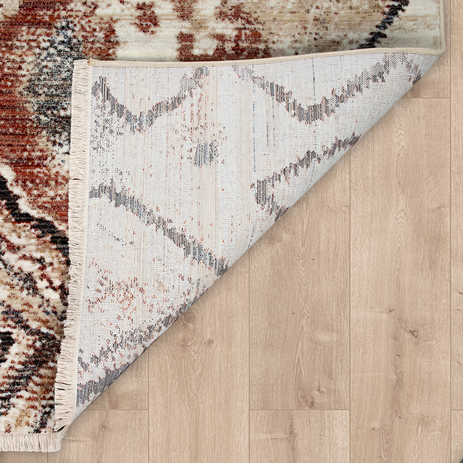 Teppich Wohnzimmer abstraktes Rauten-Muster Beige 