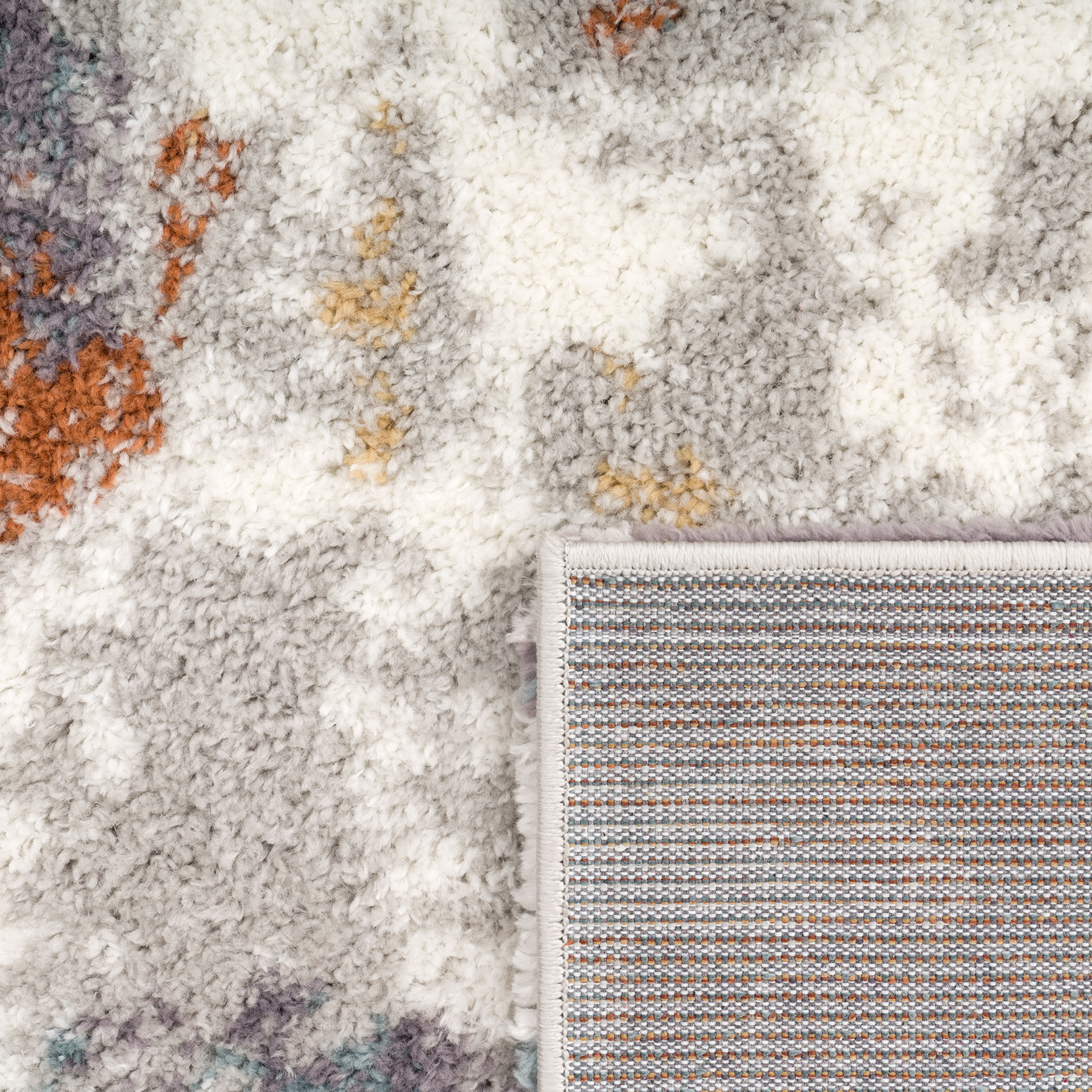 Teppich Esszimmer Shaggy Mit Abstrakt Muster Mehrfarbig Vintage