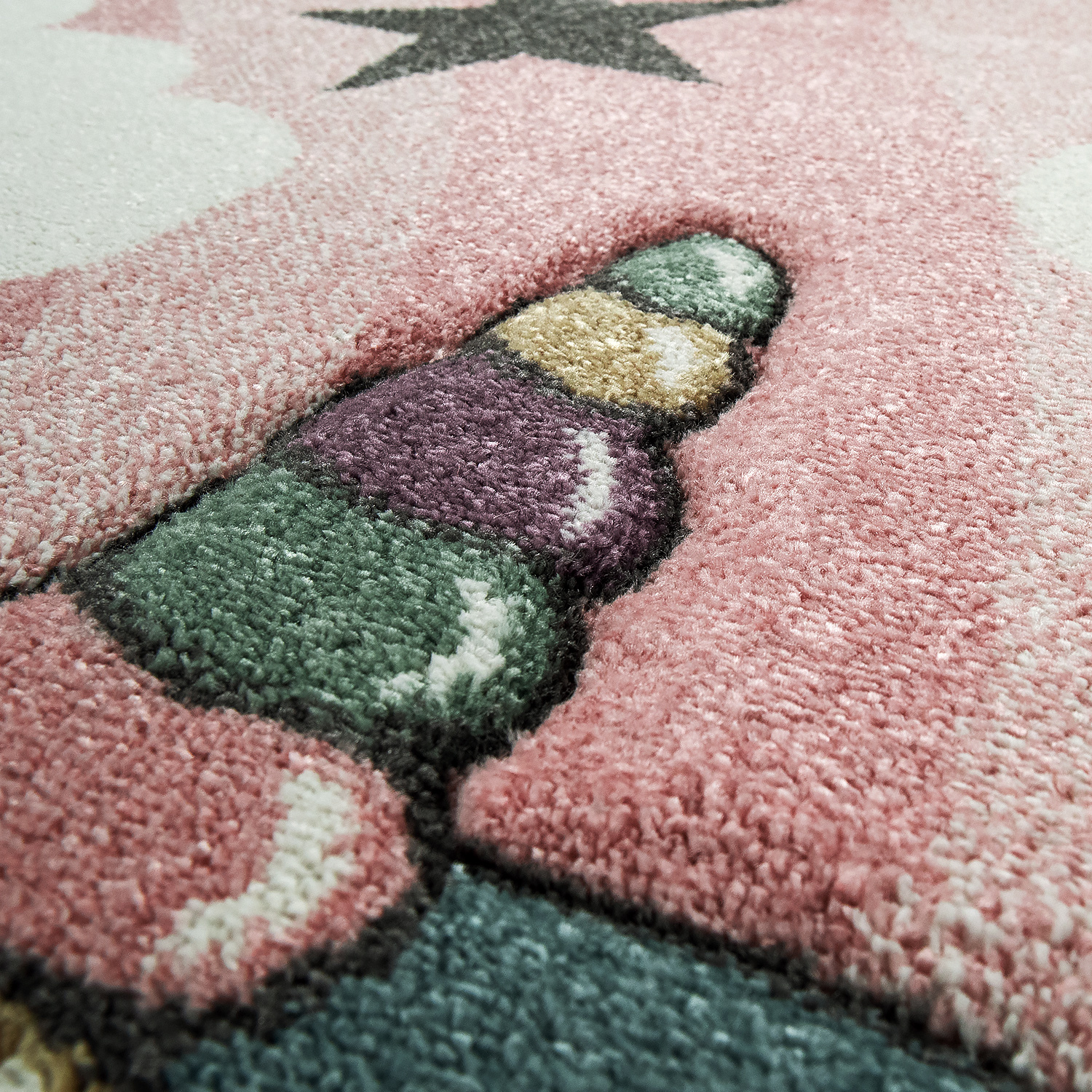 Kinderteppich Kinderzimmer Mädchen Einhorn Wolken Pink 