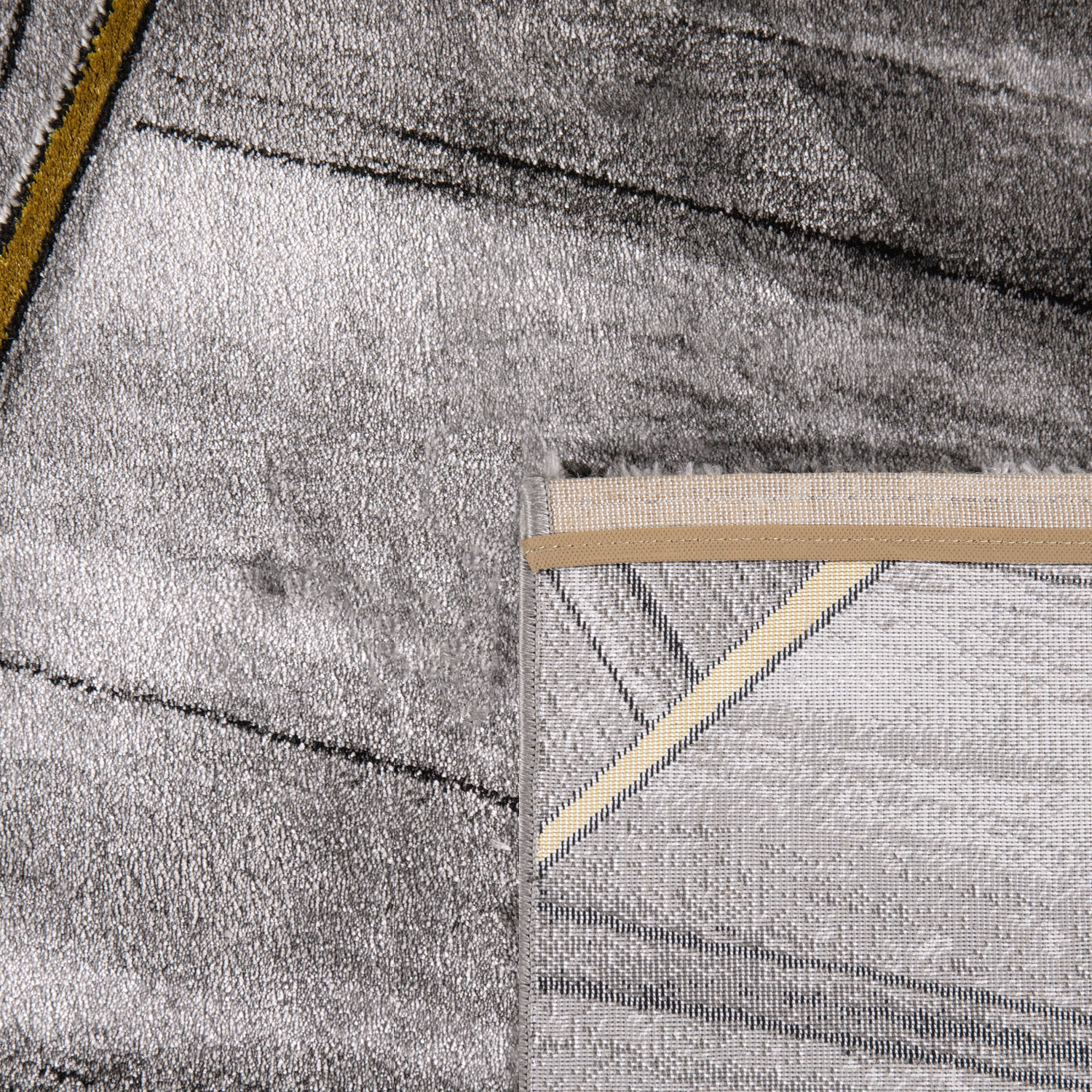 Kurzflor Teppich Wohnzimmer Abstrakt Geometrisch Grau Mit Motiv