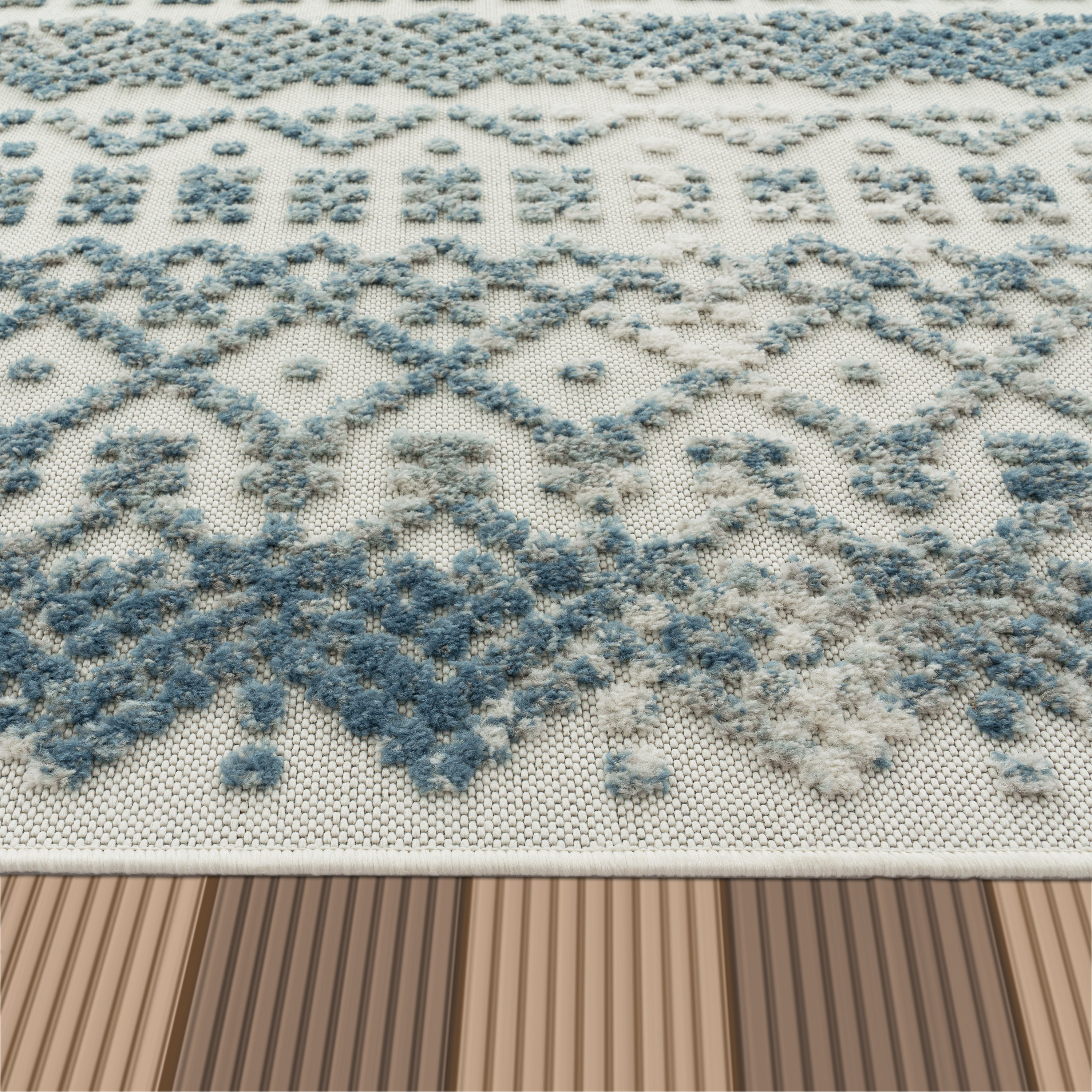 Teppich In- & Outdoor Geometrische Skandi Muster Türkis Skandinavisch