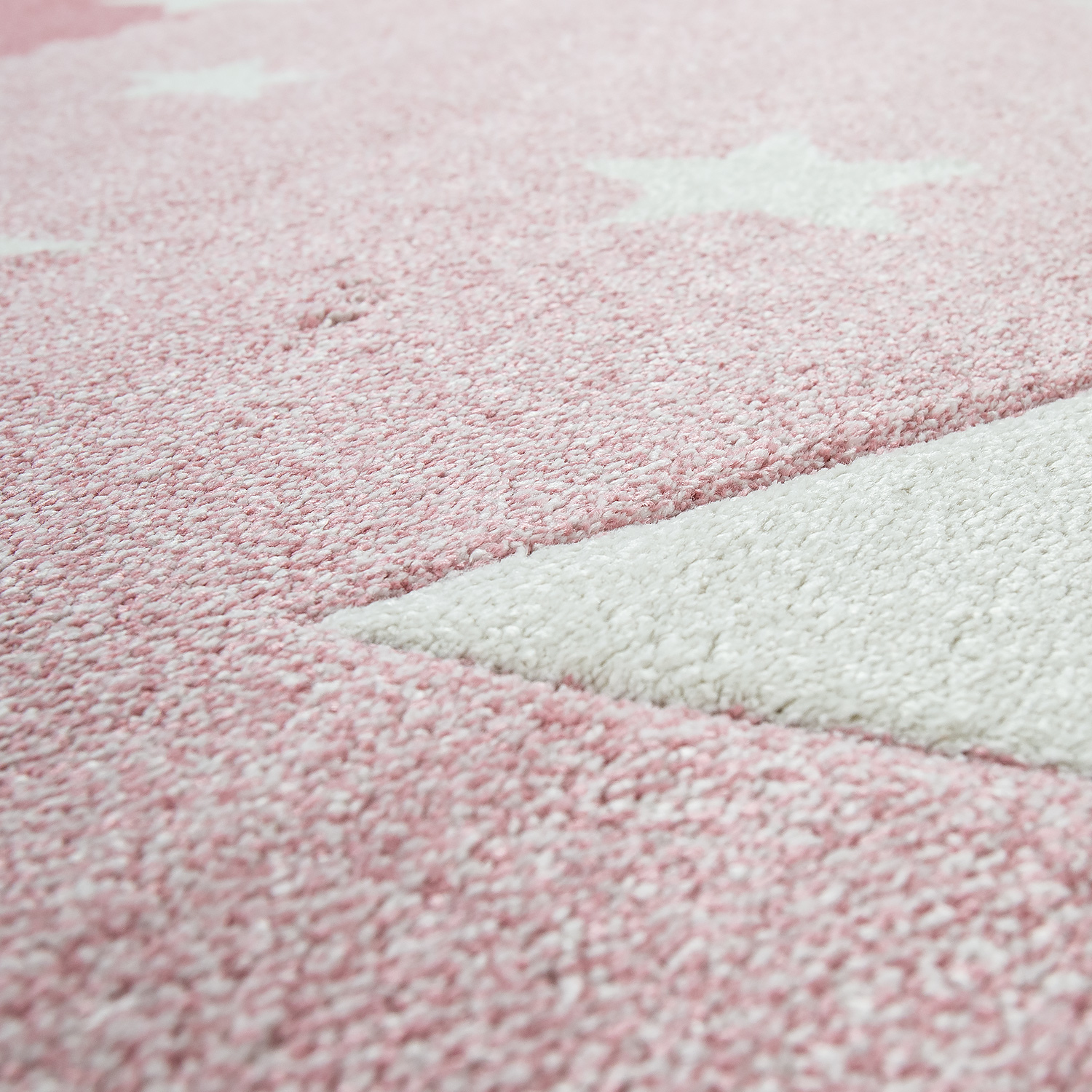Teppich Kinderzimmer Pastell 3-D Stern Bordüre Pink 