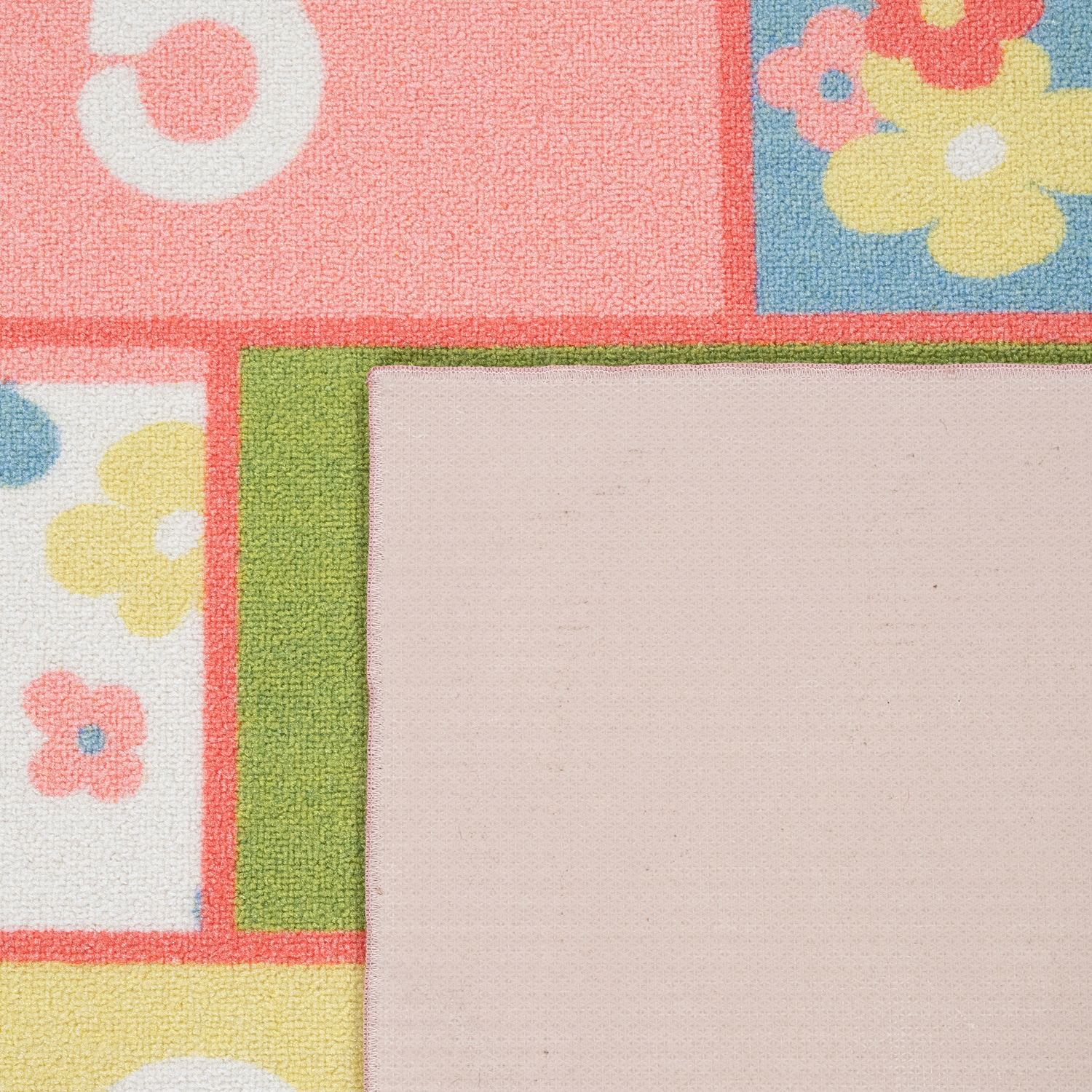 Kinder-Teppich Blumen-Motiv Hüpfkästchen Pink 