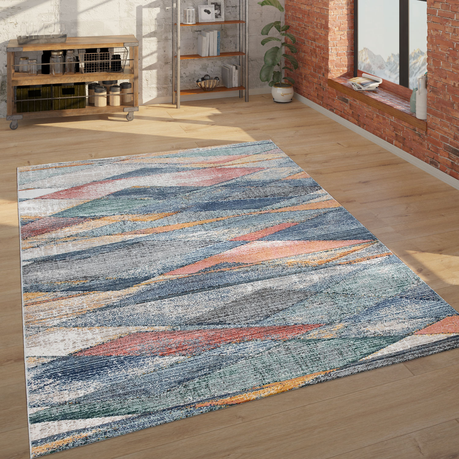 Teppich Abstraktes Design 3-D-Look Wohnzimmer Mehrfarbig 