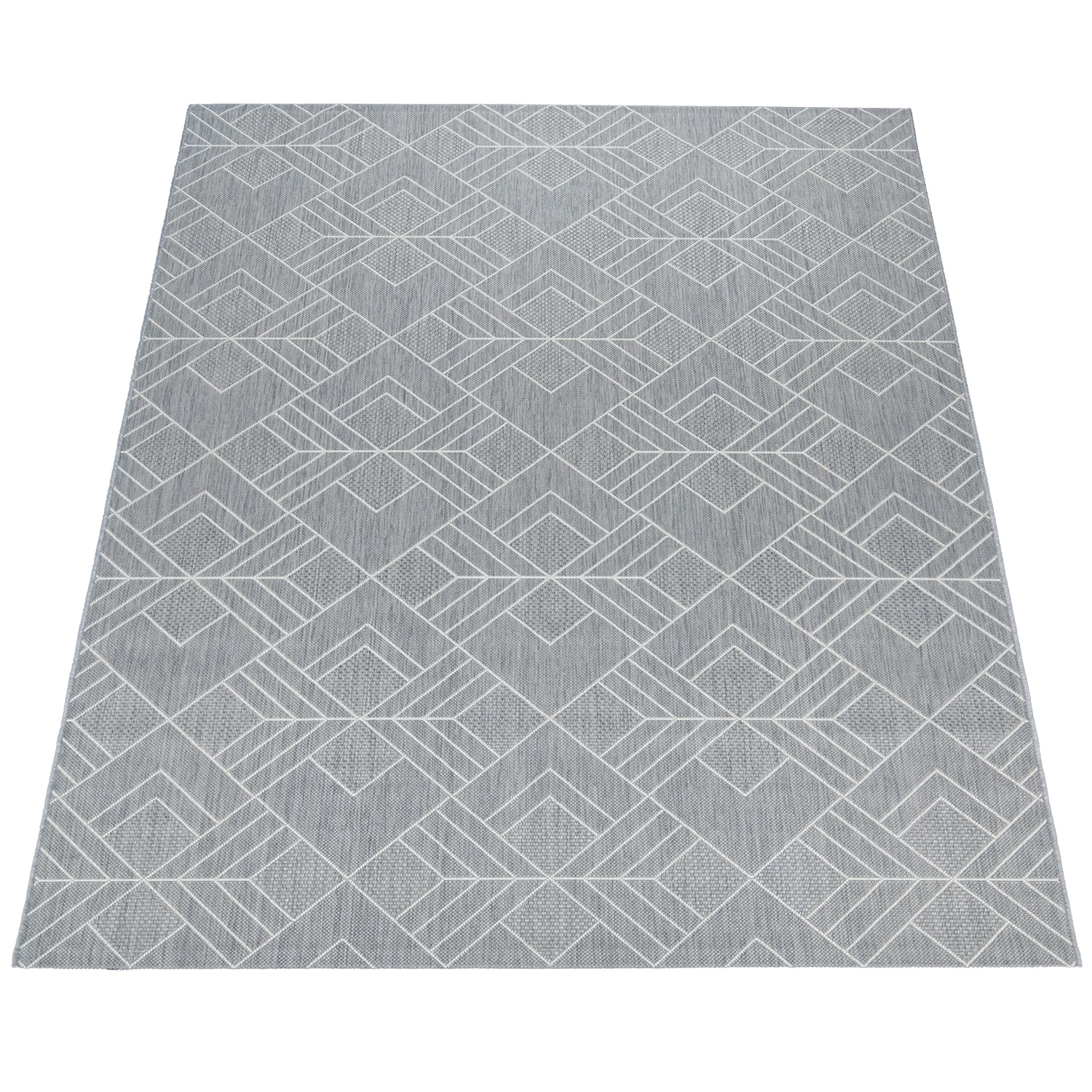Teppich Küche Geometrische Muster Raute Grau Gemustert