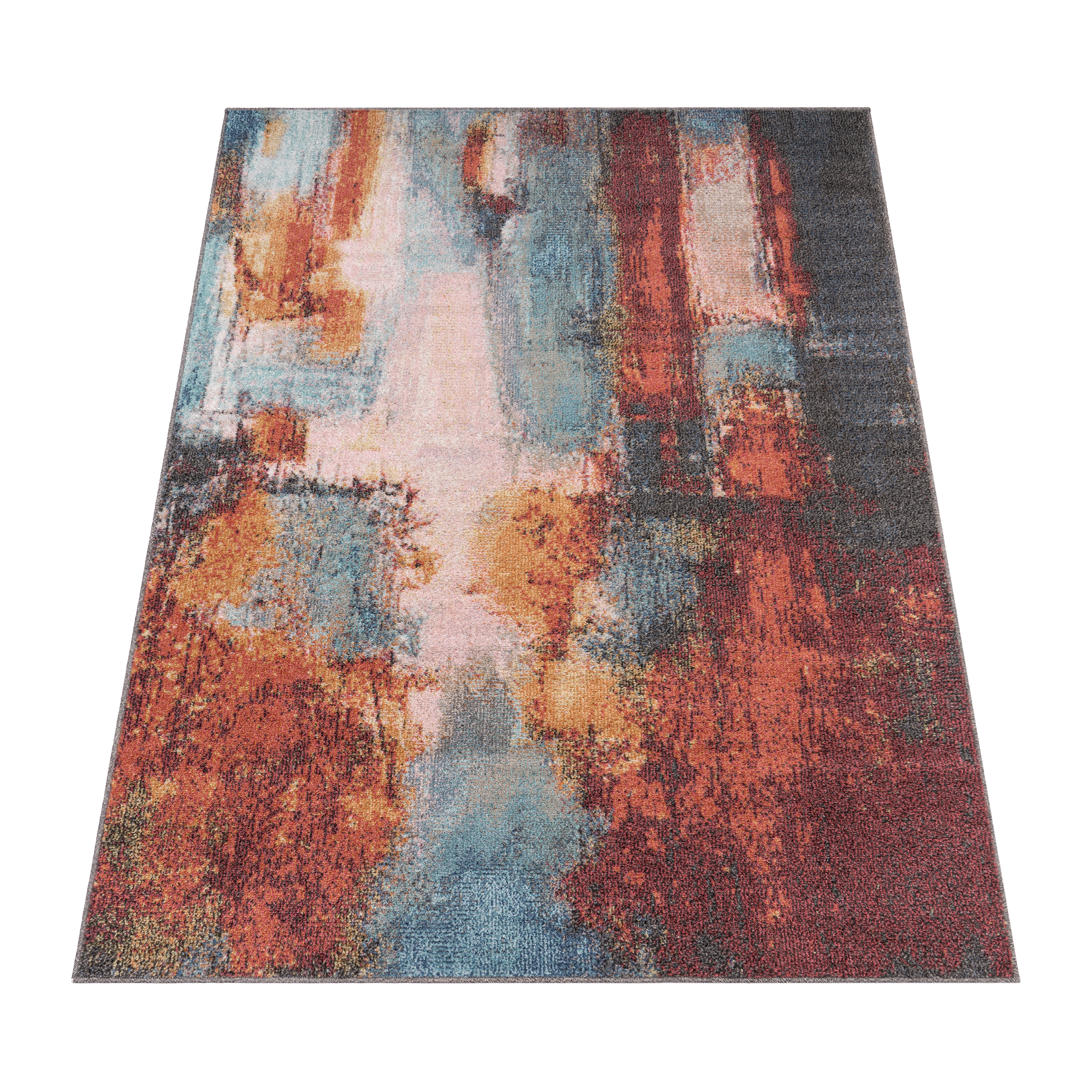 Teppich Esszimmer Modernes Abstraktes Muster Mehrfarbig Vintage