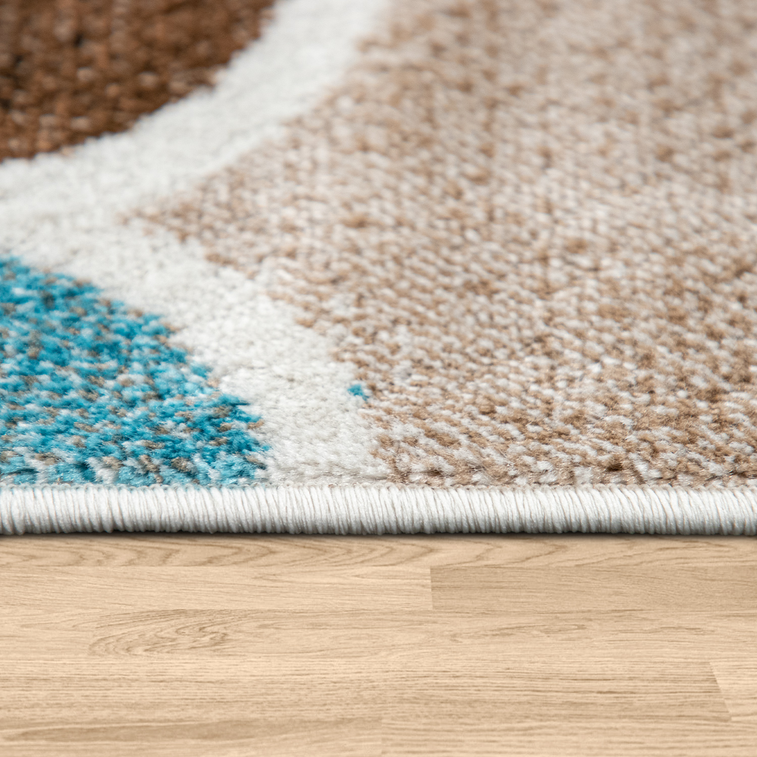 Teppich Wohnzimmer Marokkanisches Muster Kurzflor Beige 