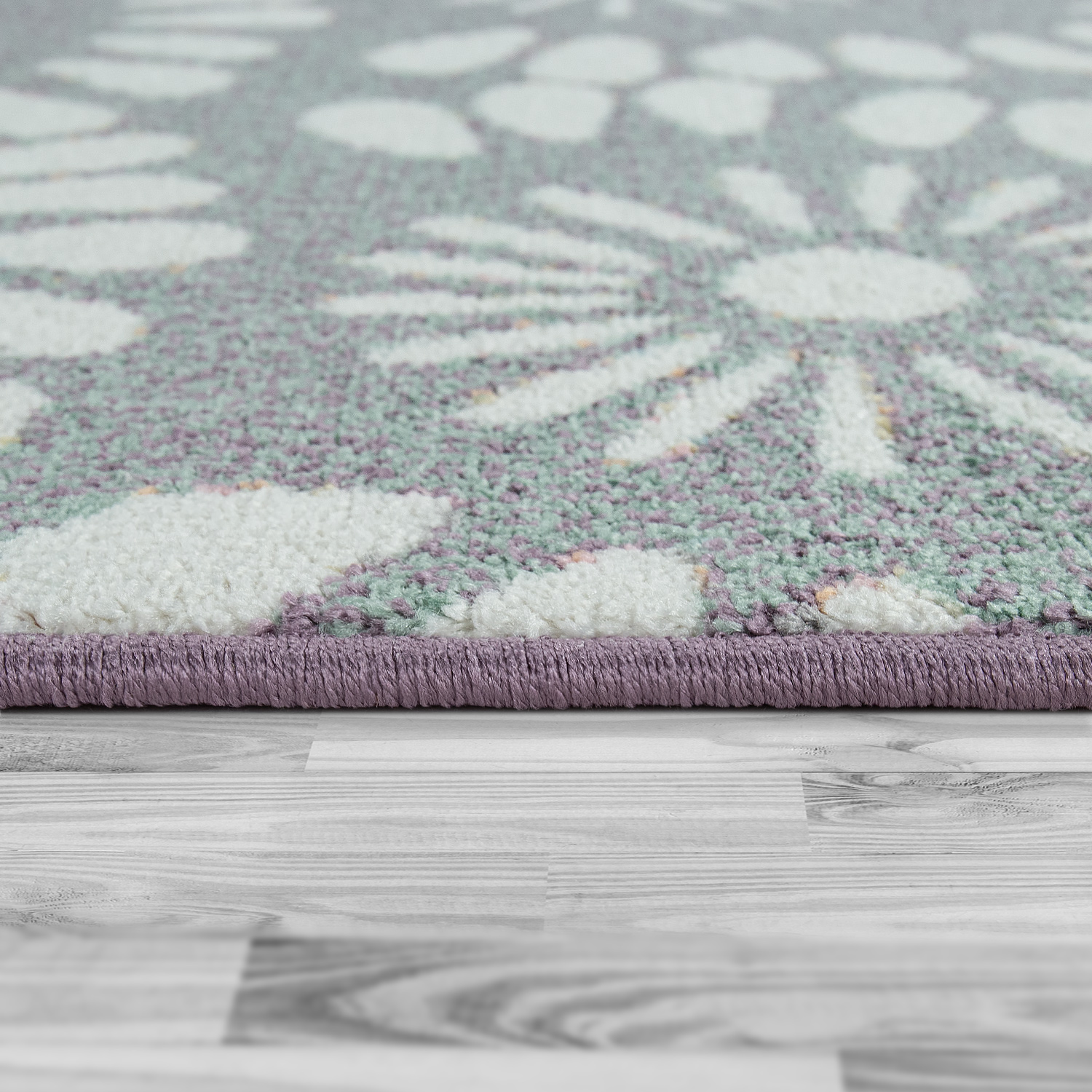 Kurzflor Wohnzimmer Teppich Florales Design Retro Mehrfarbig 