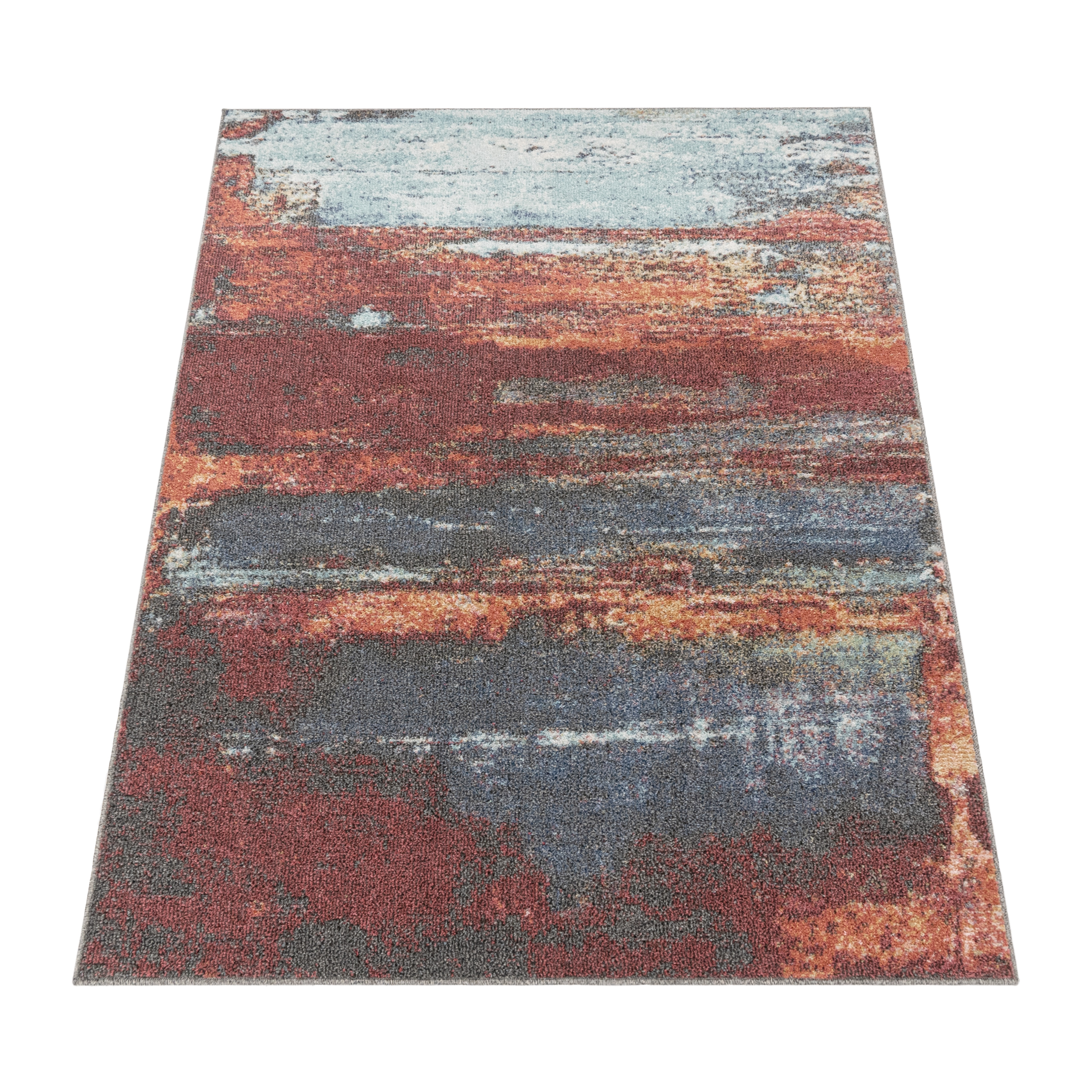 Teppich Esszimmer Abstraktes Muster Streifen Optik Mehrfarbig Vintage