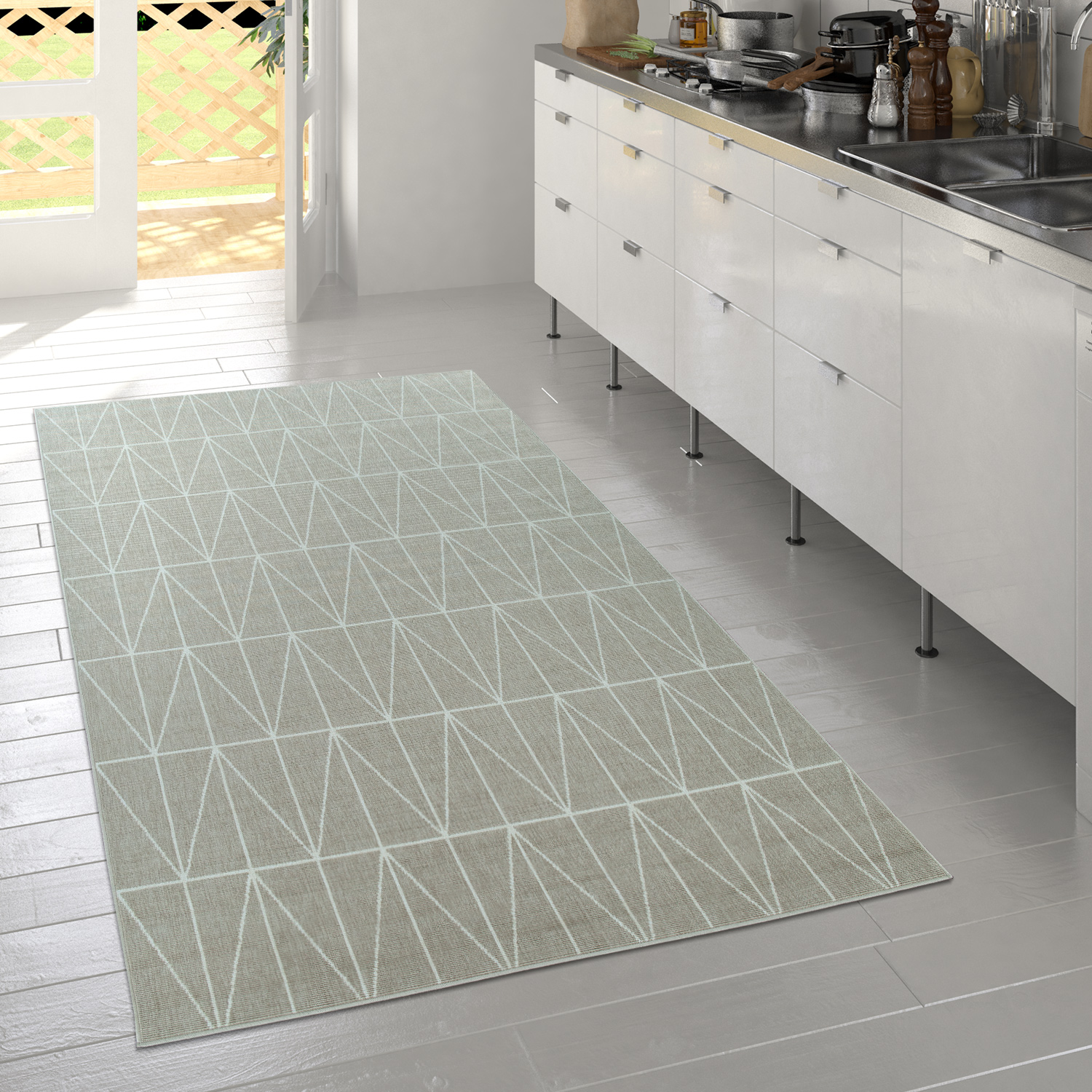 Schlafzimmer Teppich Skandinavisches Muster Modern Beige 