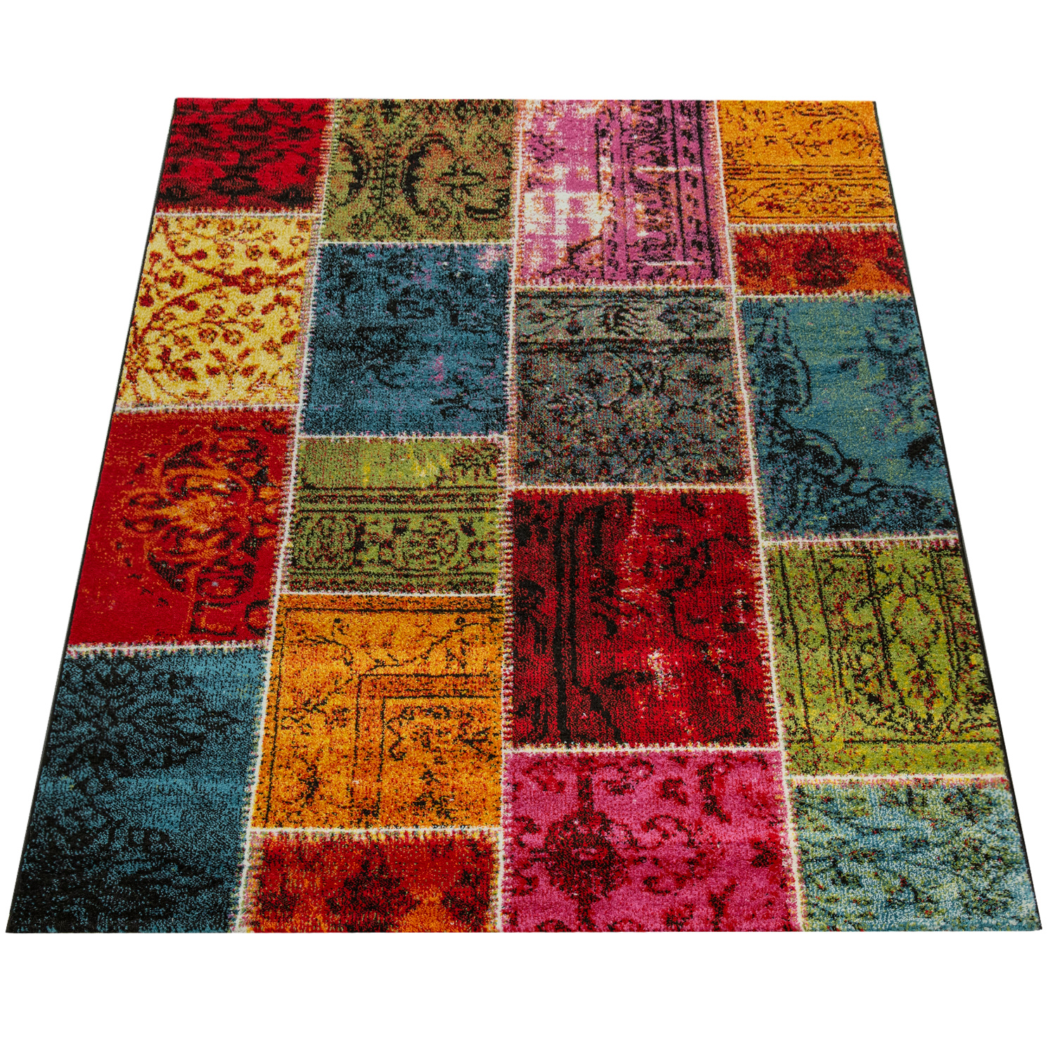 Teppich Modern Patchwork Muster Vintage Mehrfarbig 