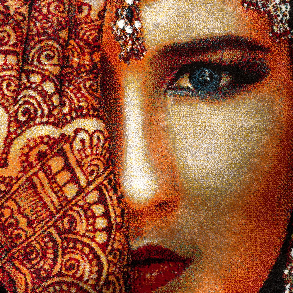 Designer Teppich Frau Henna Hand Tattoo Motiv Mehrfarbig 