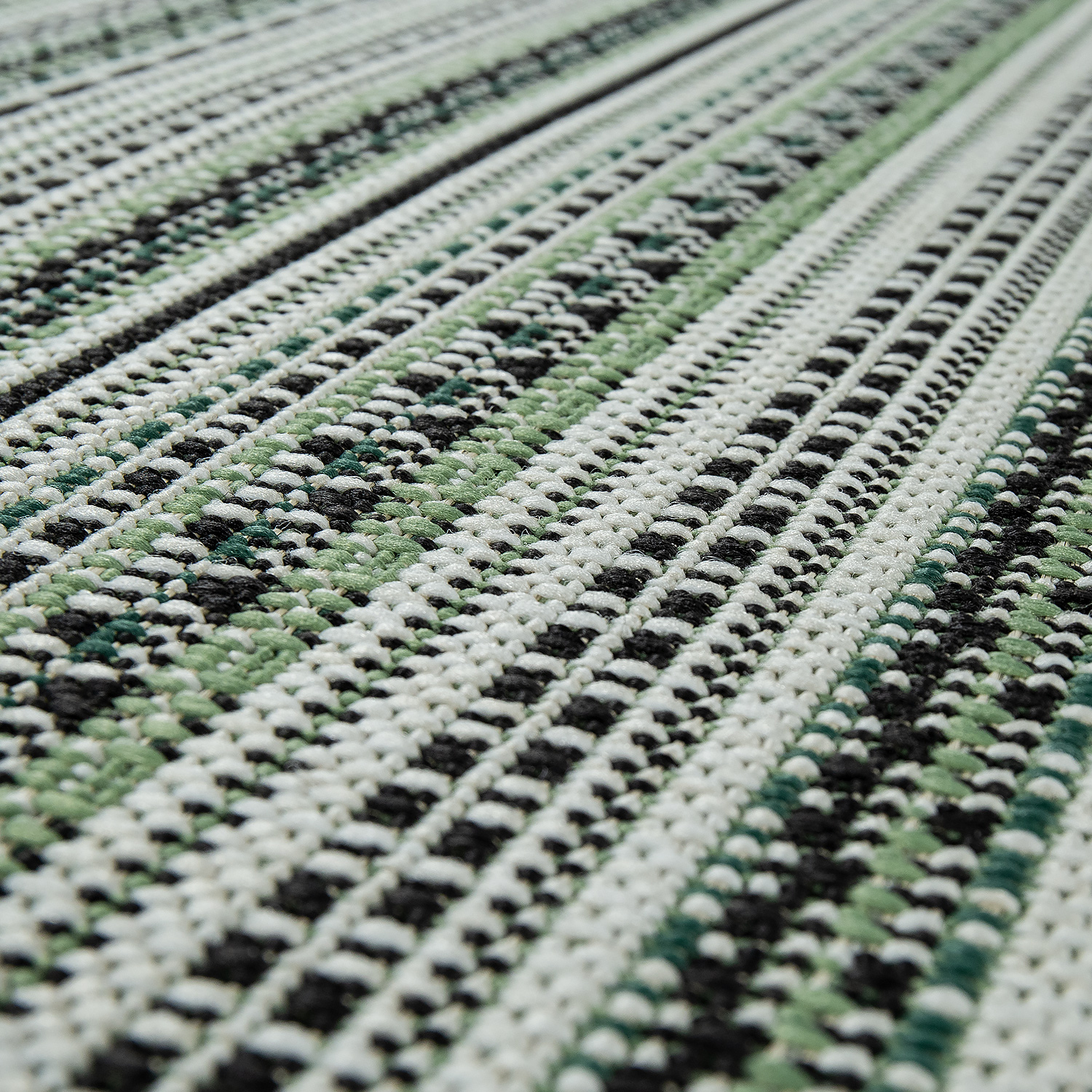In- & Outdoor Teppich Flachgewebe Streifen Design Grün 