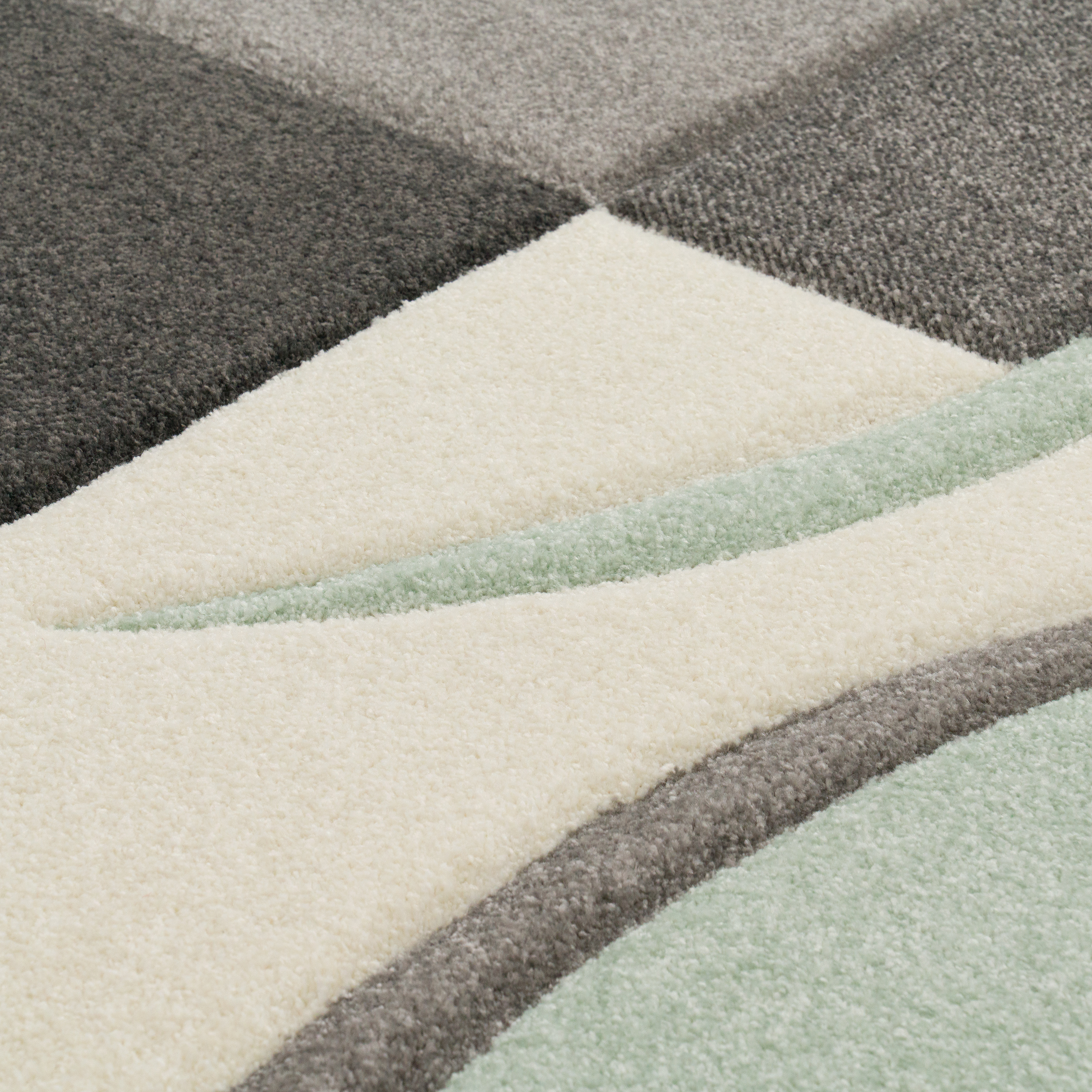 Teppich Pastellfarben 3-D Karo Muster Kurzflor Grün 