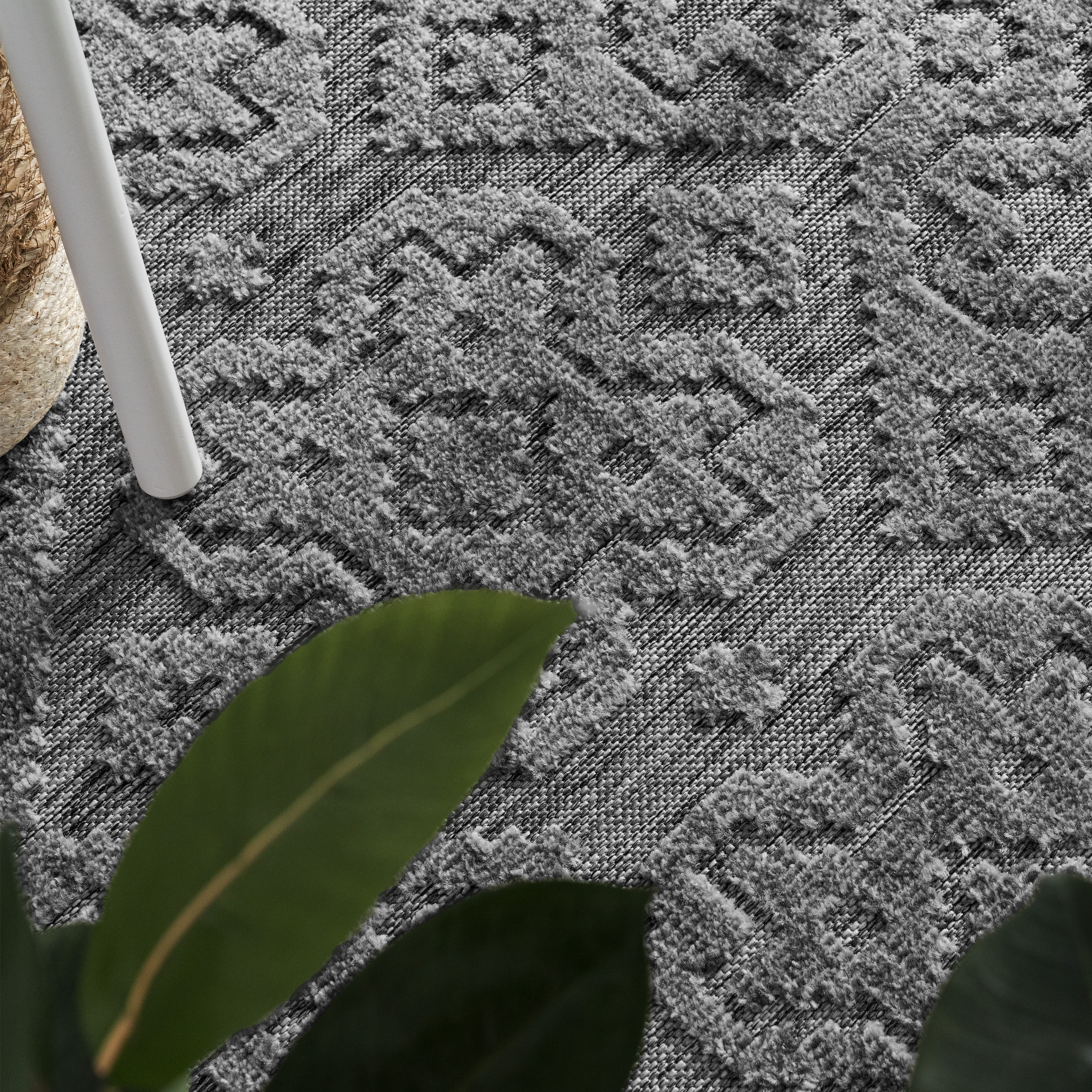 Teppich In- & Outdoor Geometrische Ornamente 3D Grau Modern