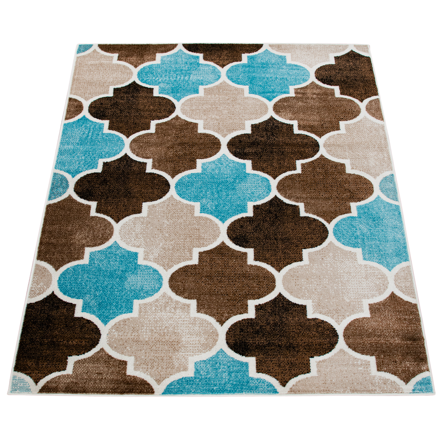 Teppich Wohnzimmer Marokkanisches Muster Kurzflor Beige 