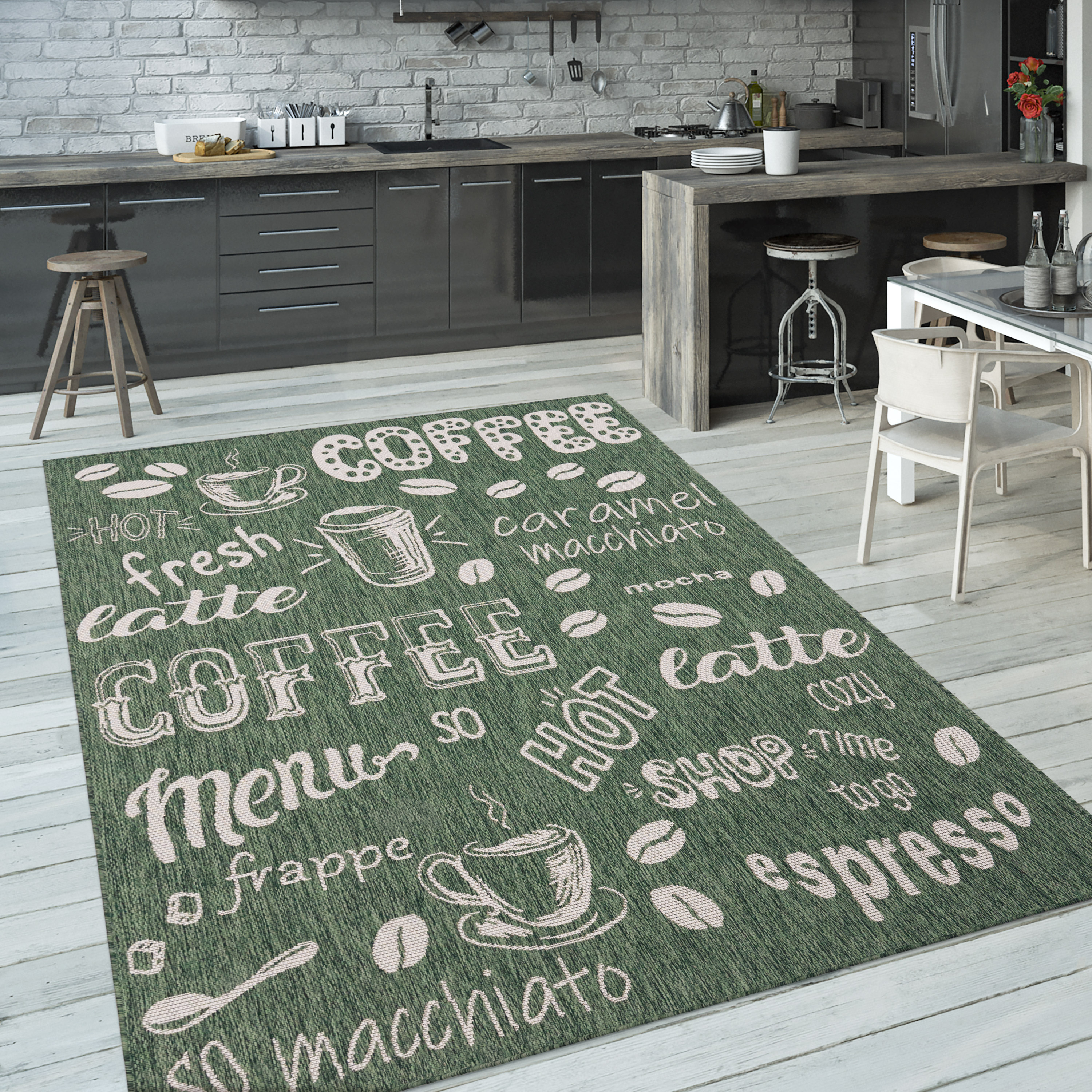 Küchenteppich Cuisinea Grün Mit Schrift
