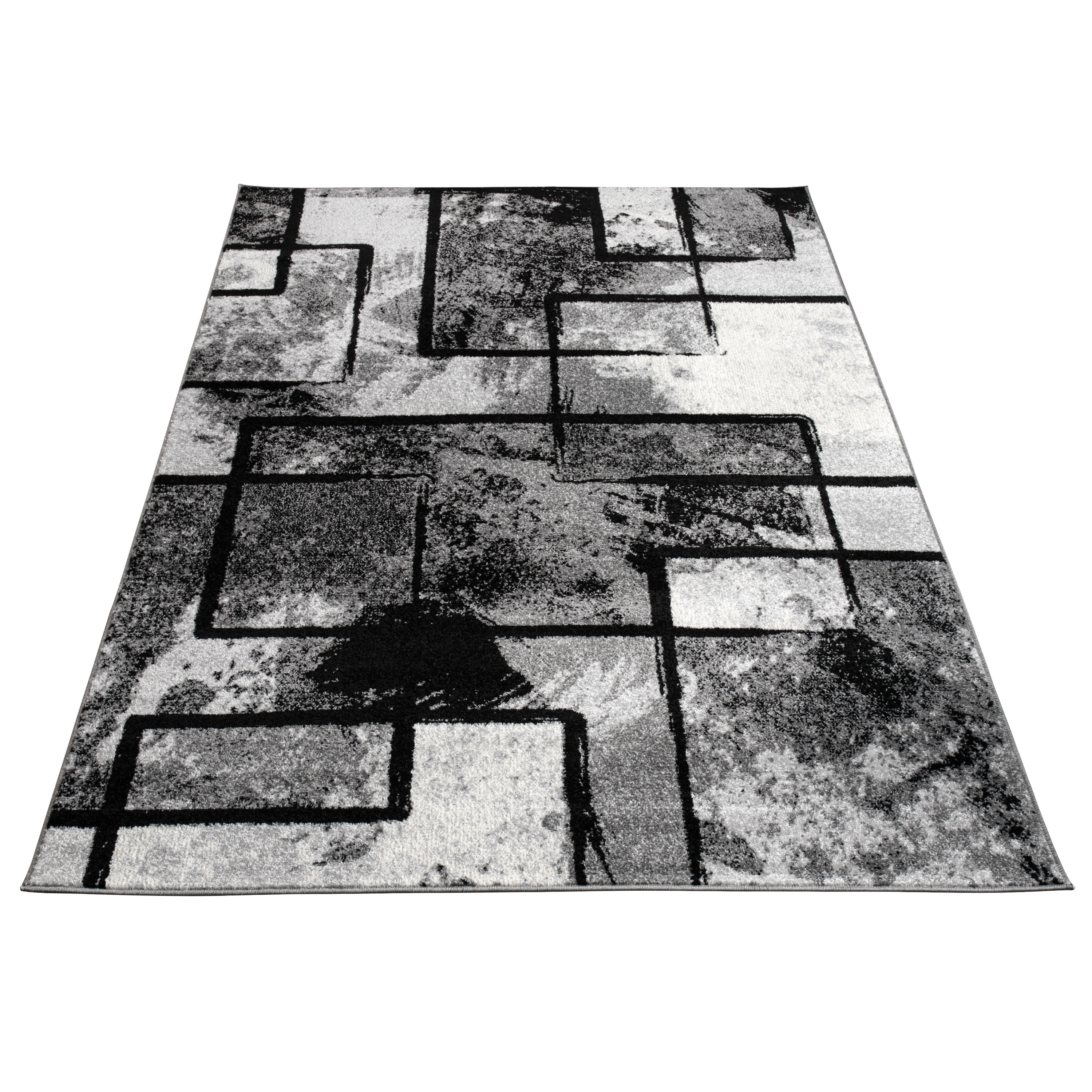 Teppich Kurzflor Abstraktes Design Gemälde Optik Grau 