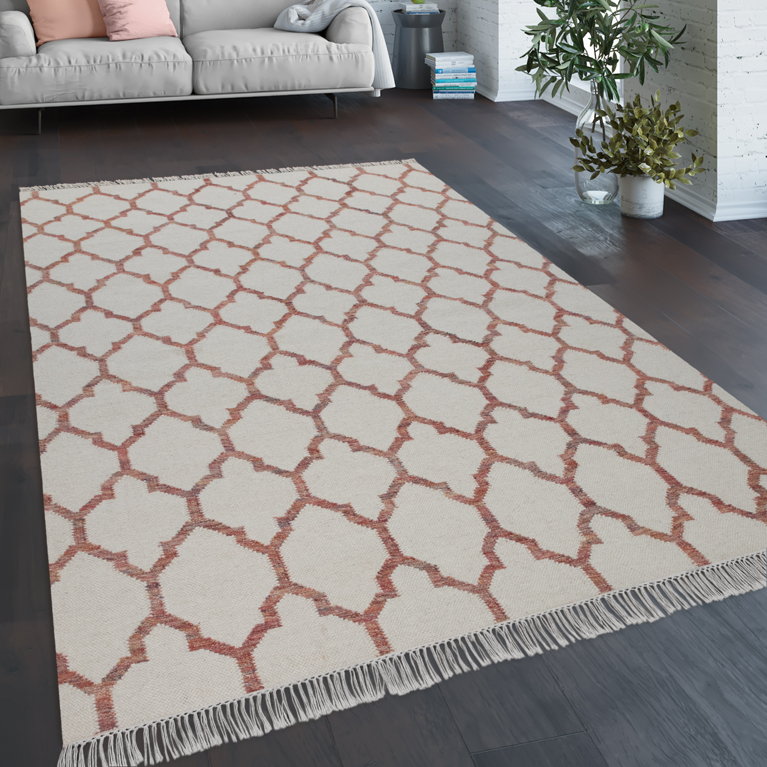 Teppich Wohnzimmer Geometrisches Orient Muster Mehrfarbig 