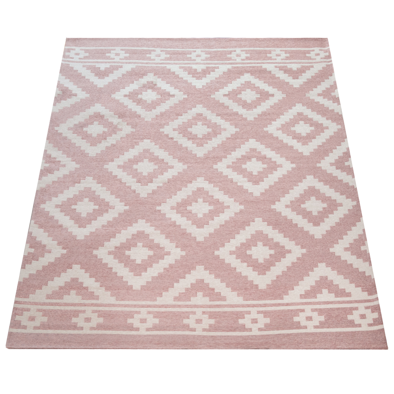 Teppich Skandi Muster Rauten Design Kurzflor Pink 