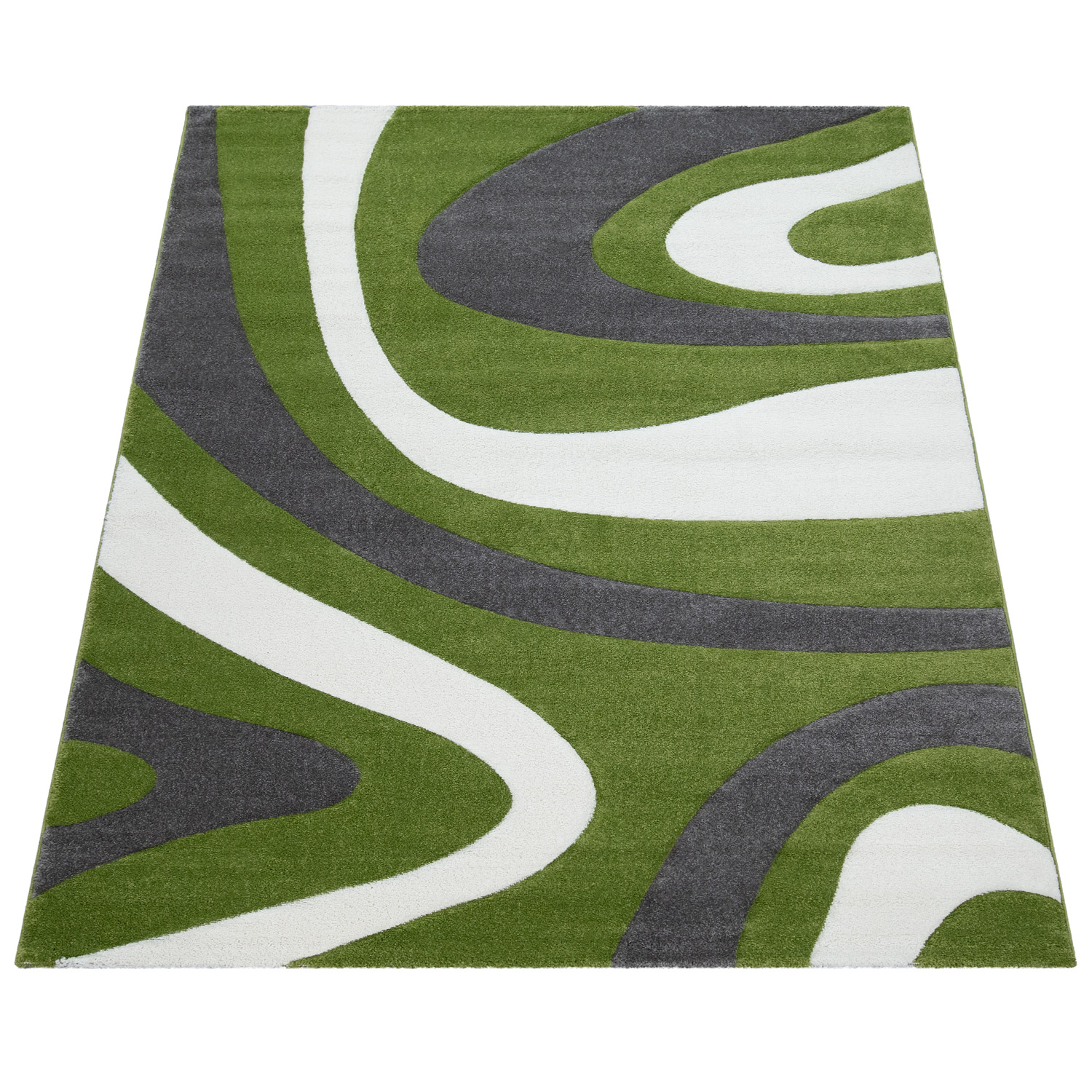 Teppich Esszimmer Modernes Wellenmuster Abstrakt Grün Modern