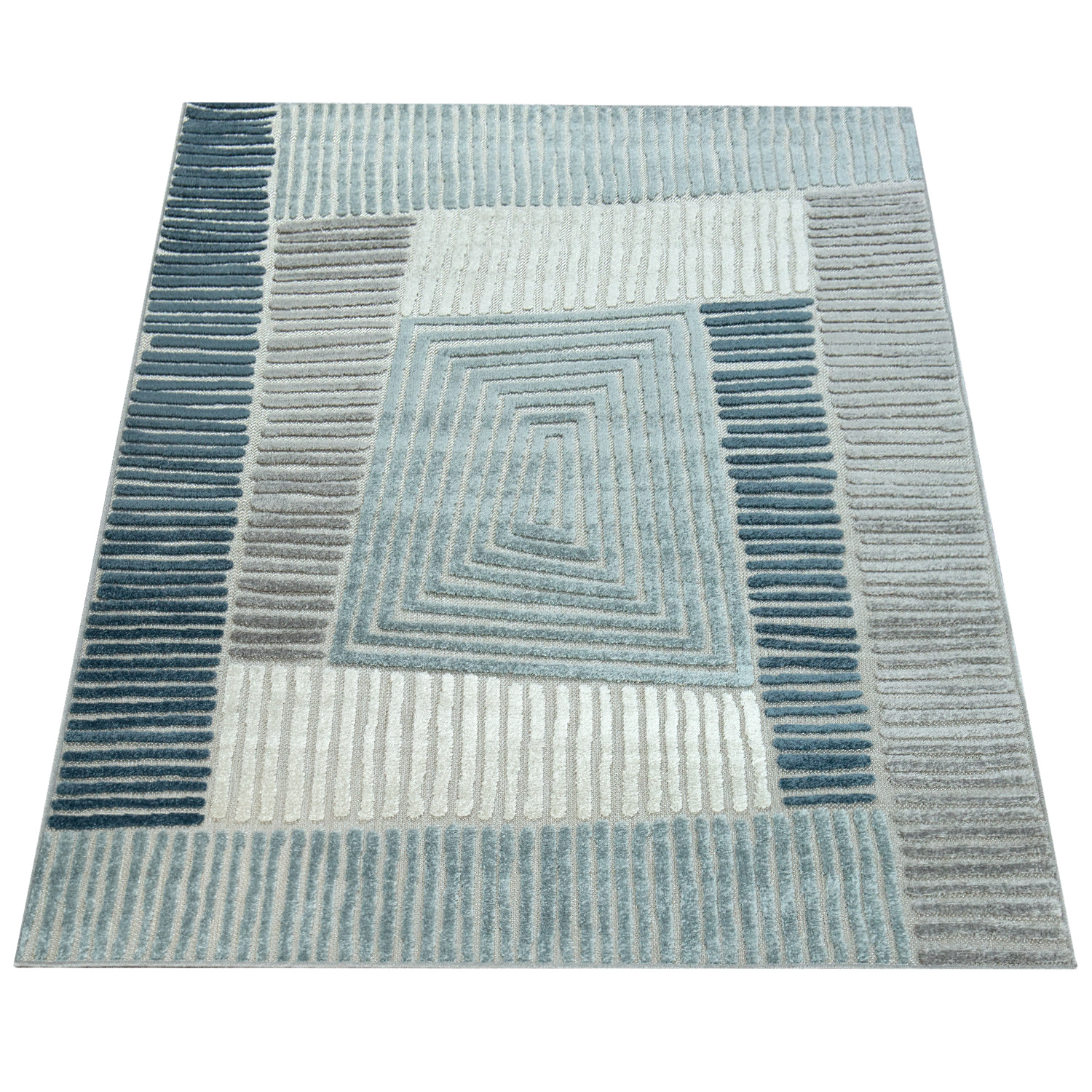 In- & Outdoor Teppich Geometrisches Design Pastell Blau 