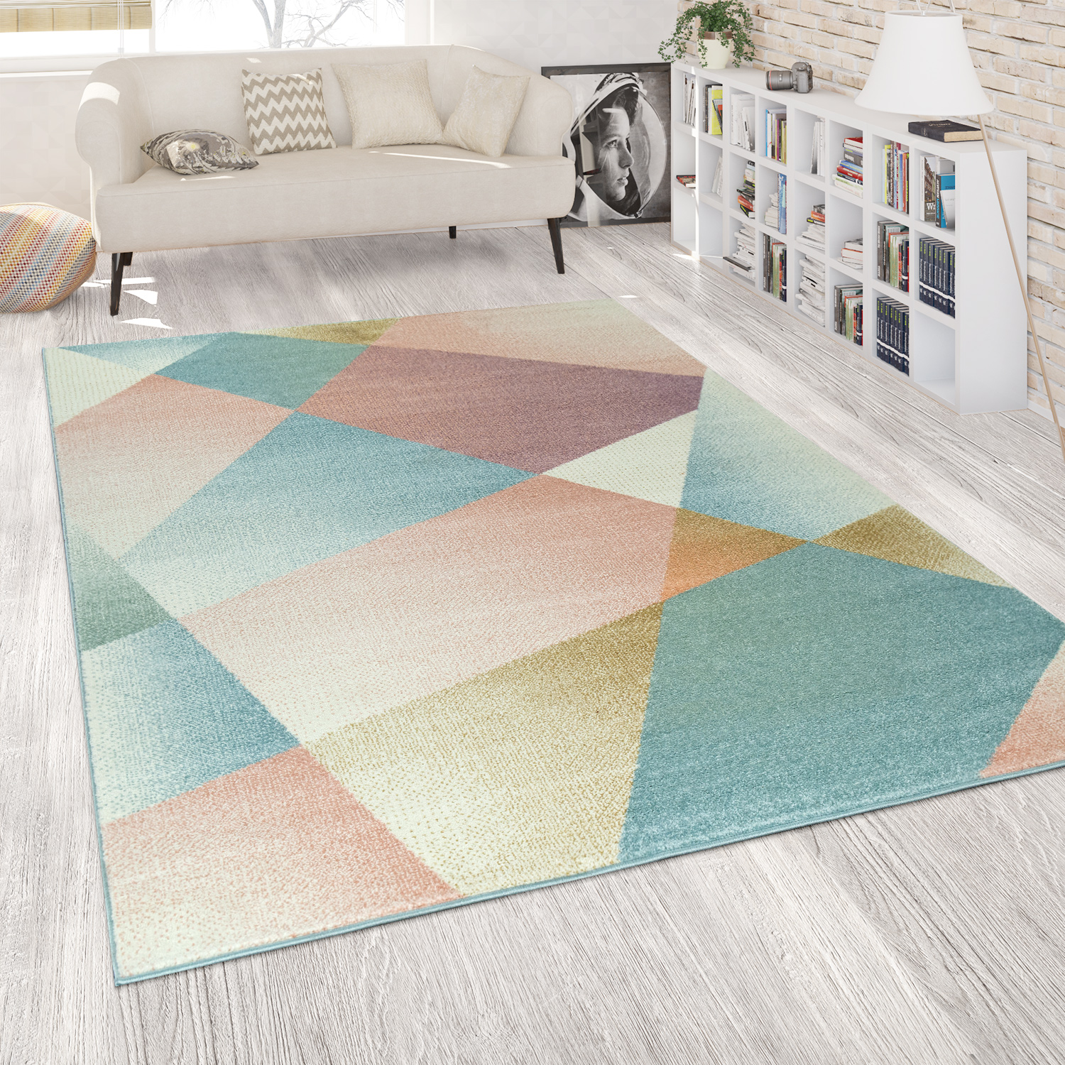 Teppich Wohnzimmer Abstraktes Design Linien Muster Mehrfarbig 