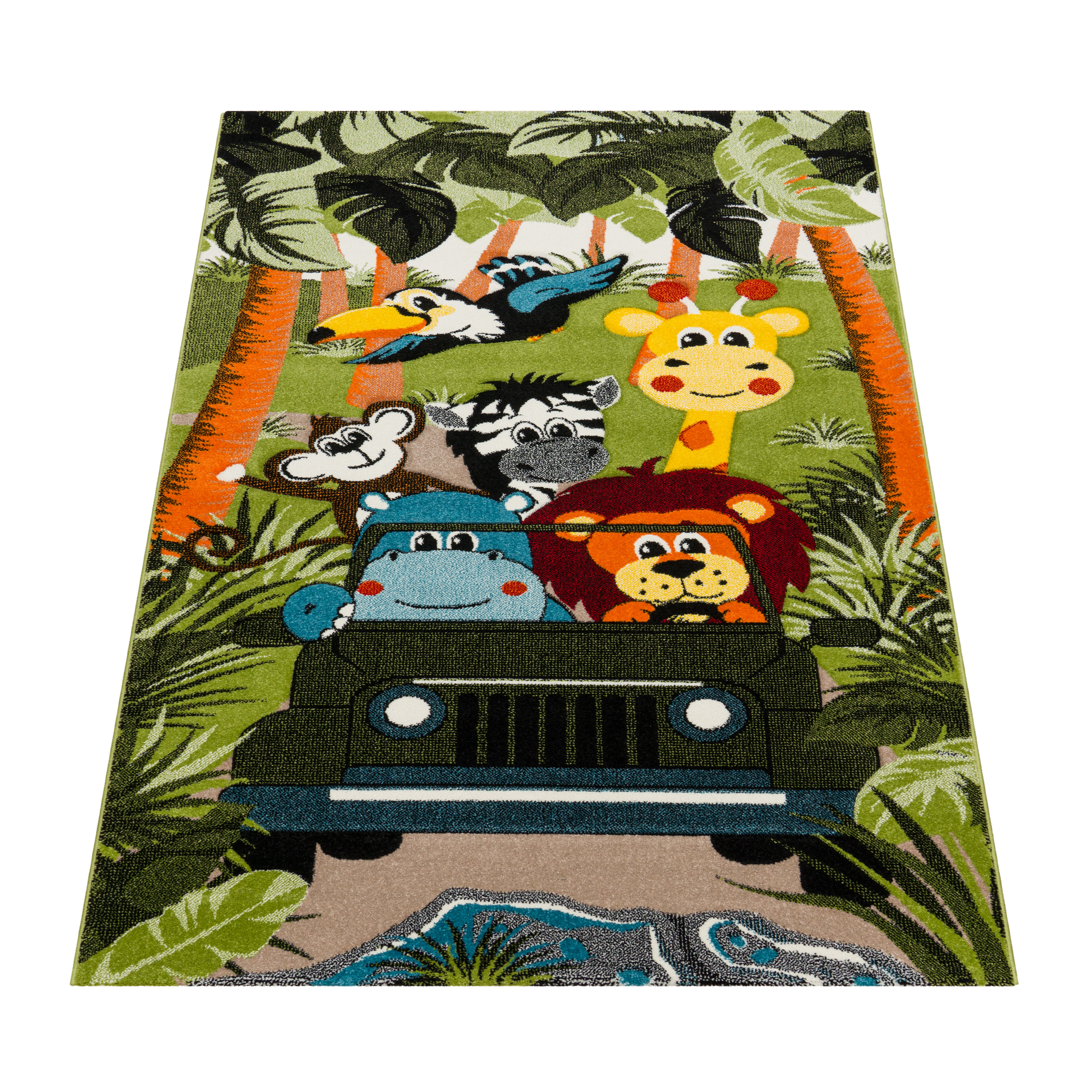 Kinderzimmer Teppich Tier Motiv Dschungel Modern Grün Kind