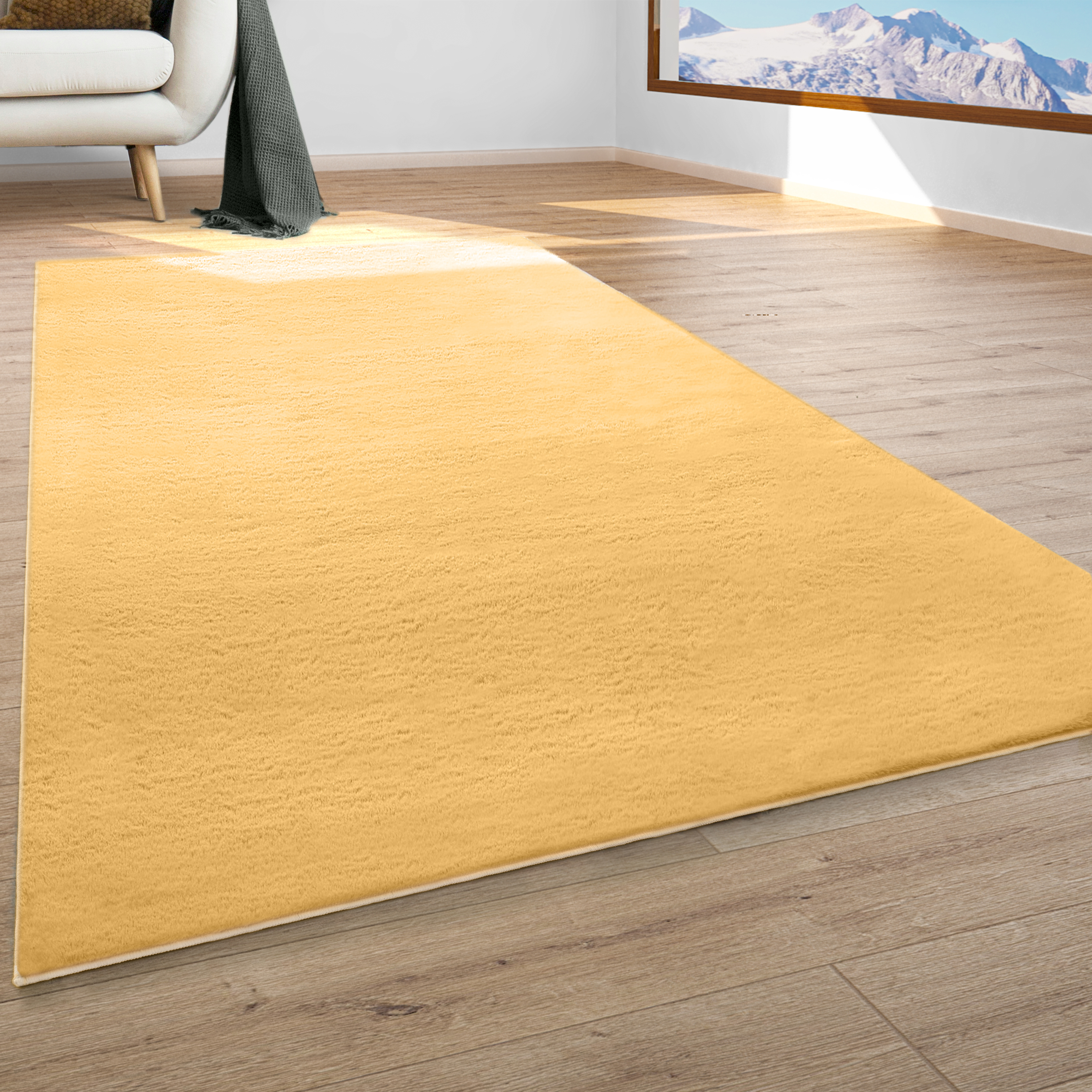 Flauschiger-Teppich Solina Gelb Modern