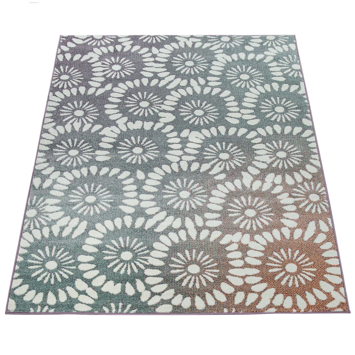 Kurzflor Wohnzimmer Teppich Florales Design Retro Mehrfarbig 