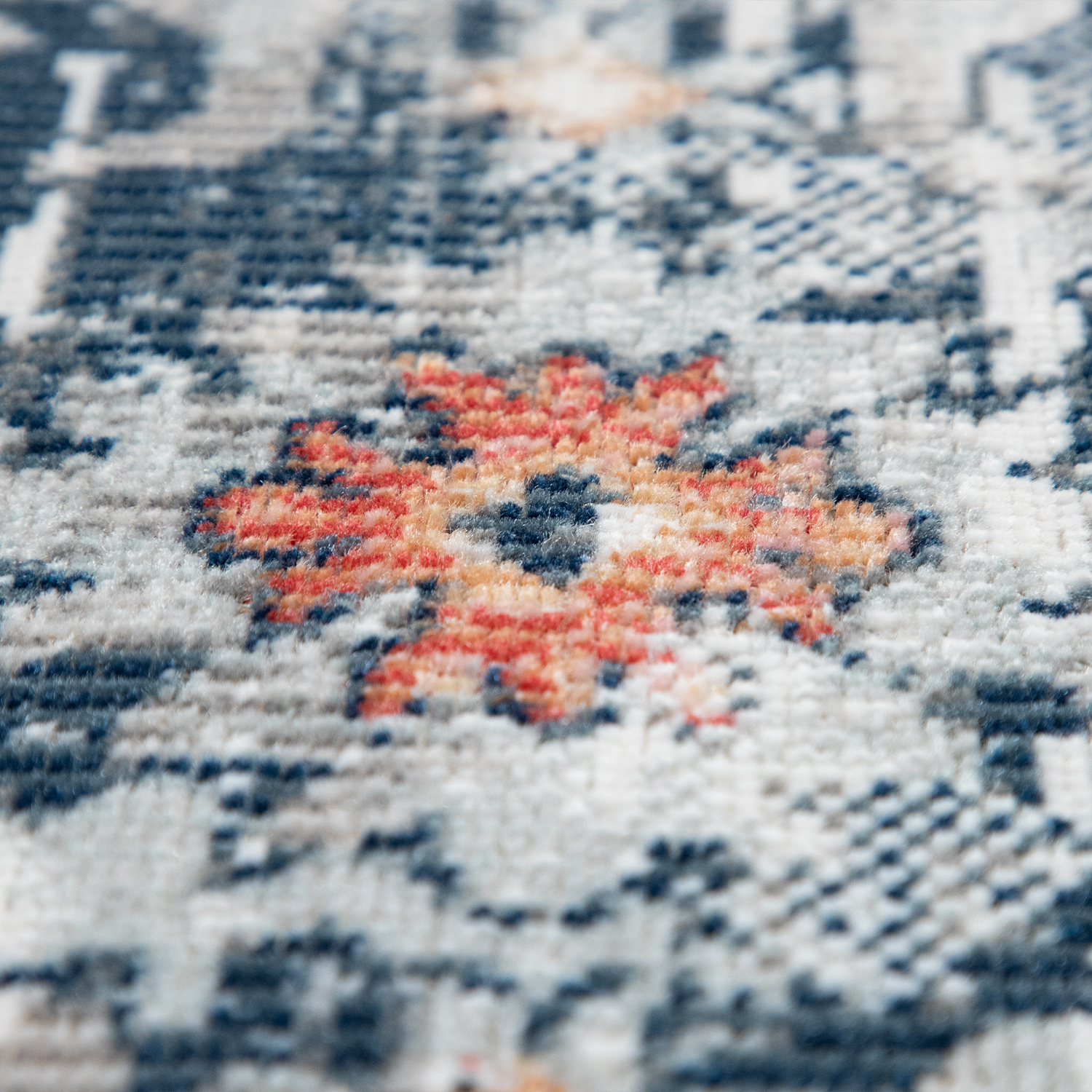 Teppich Orient-Design Flachgewebe Wohnzimmer Blau 