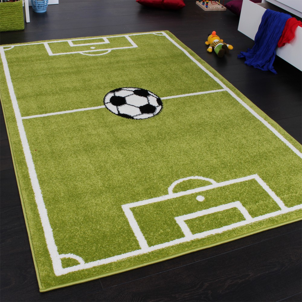 Spielteppich Kinderzimmer Fußball Fußballplatz Grün 