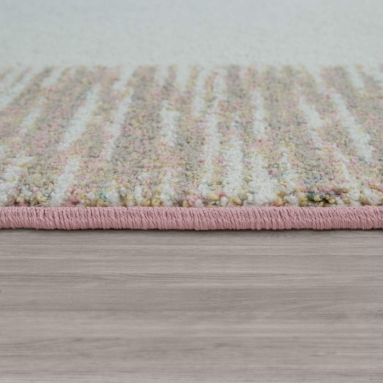 Teppich Wohnzimmer Pastell Bordüre 3-D Effekt Mehrfarbig 