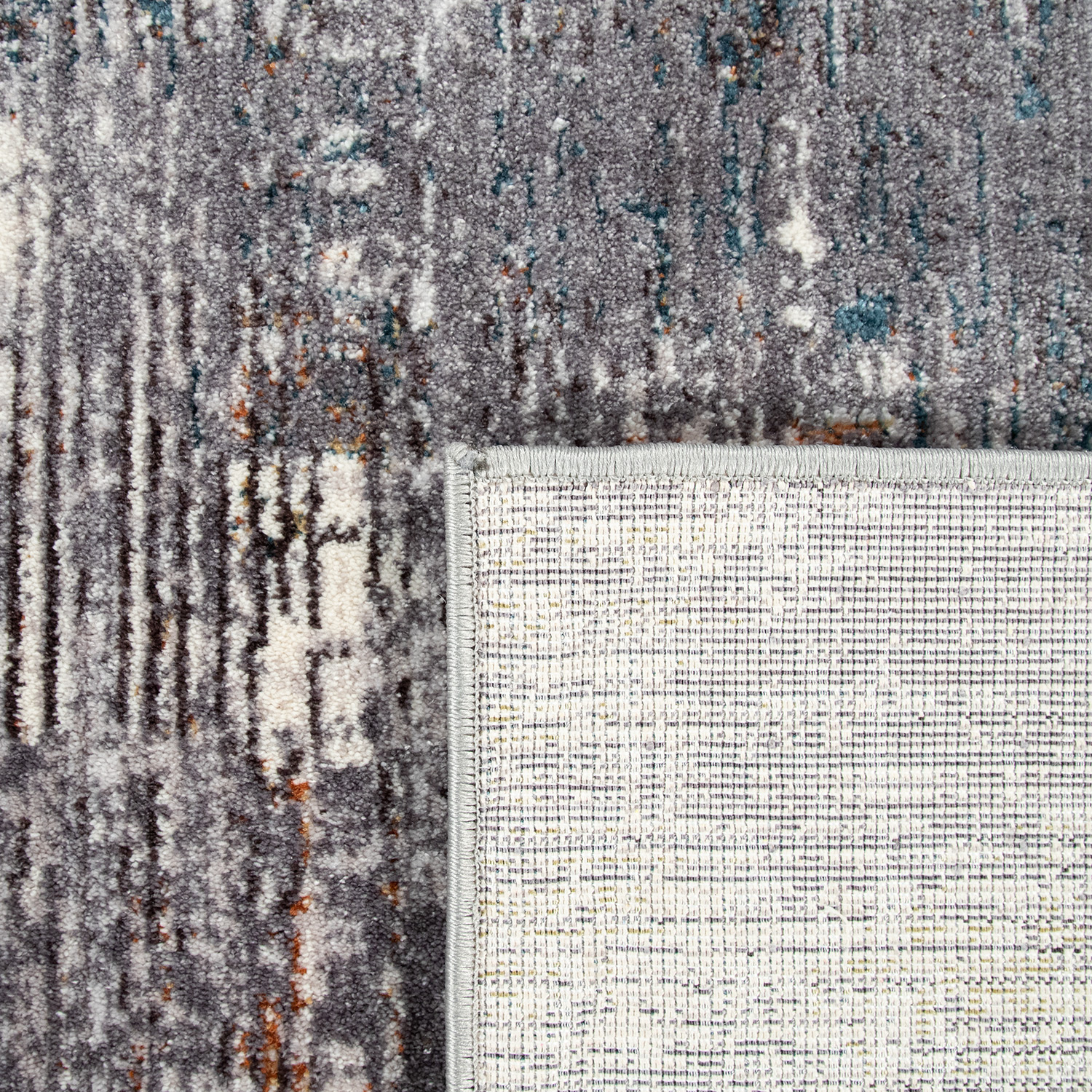 Teppich Wohnzimmer Kurzflor Vintage Abstraktes Muster Mehrfarbig 