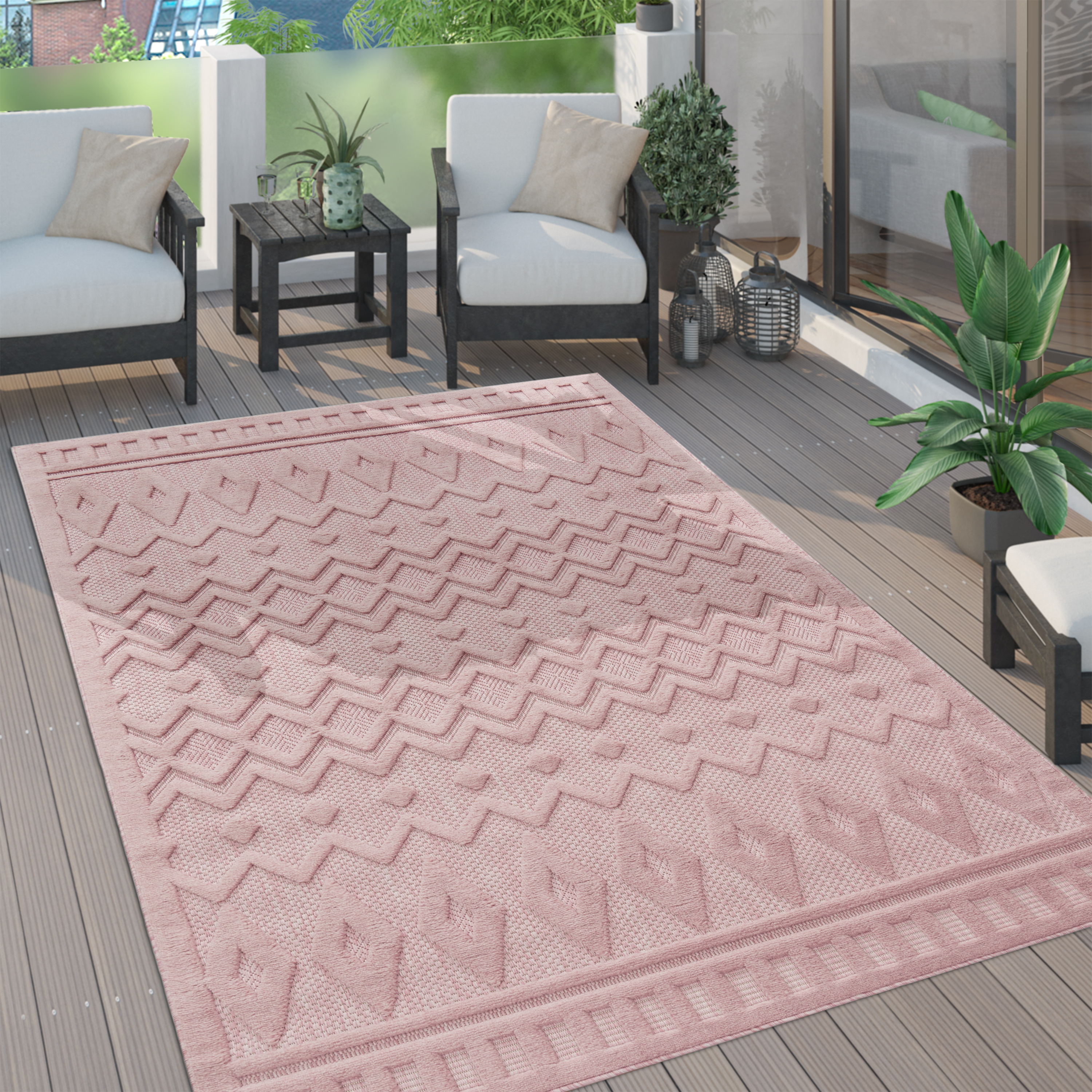 In- & Outdoor-Teppich Livornia Pink Skandinavisch