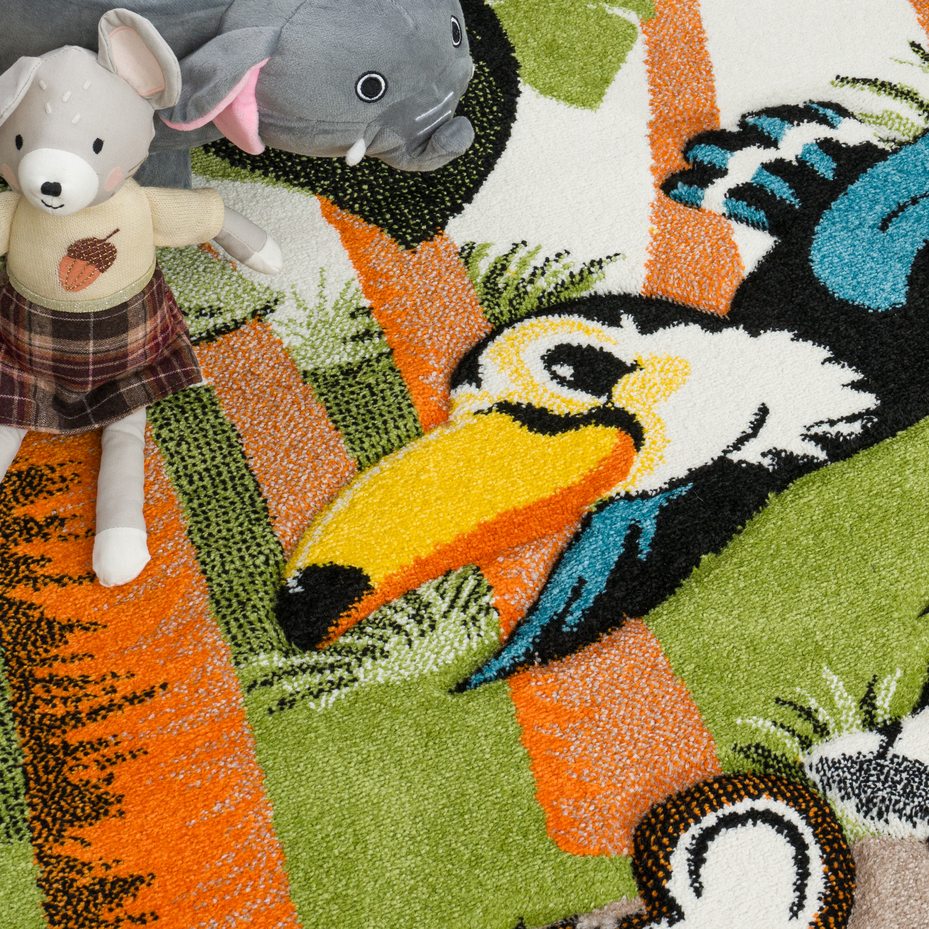 Kinderzimmer Teppich Tier Motiv Dschungel Modern Grün Kind