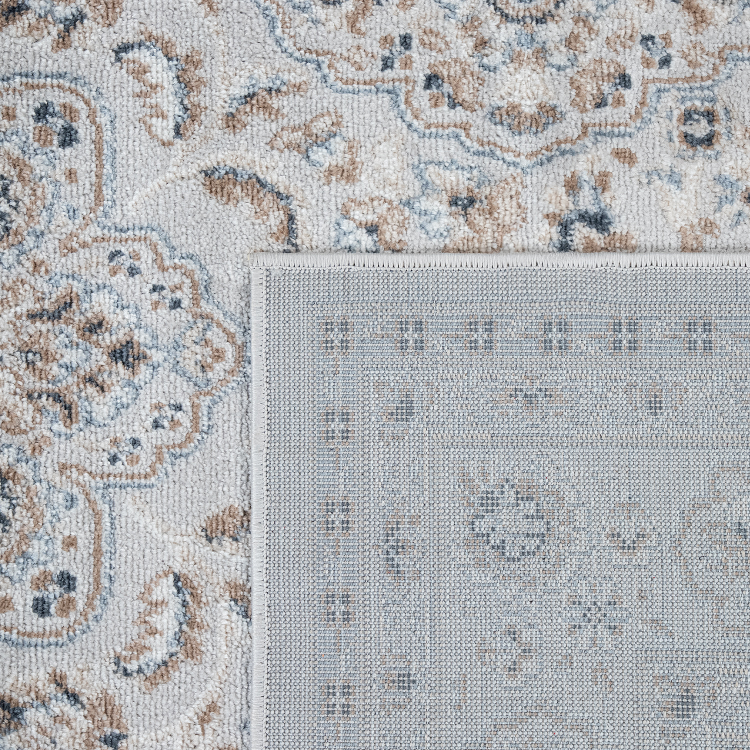 Teppich Wohnzimmer Orient Muster Mit Ornamenten Grau 