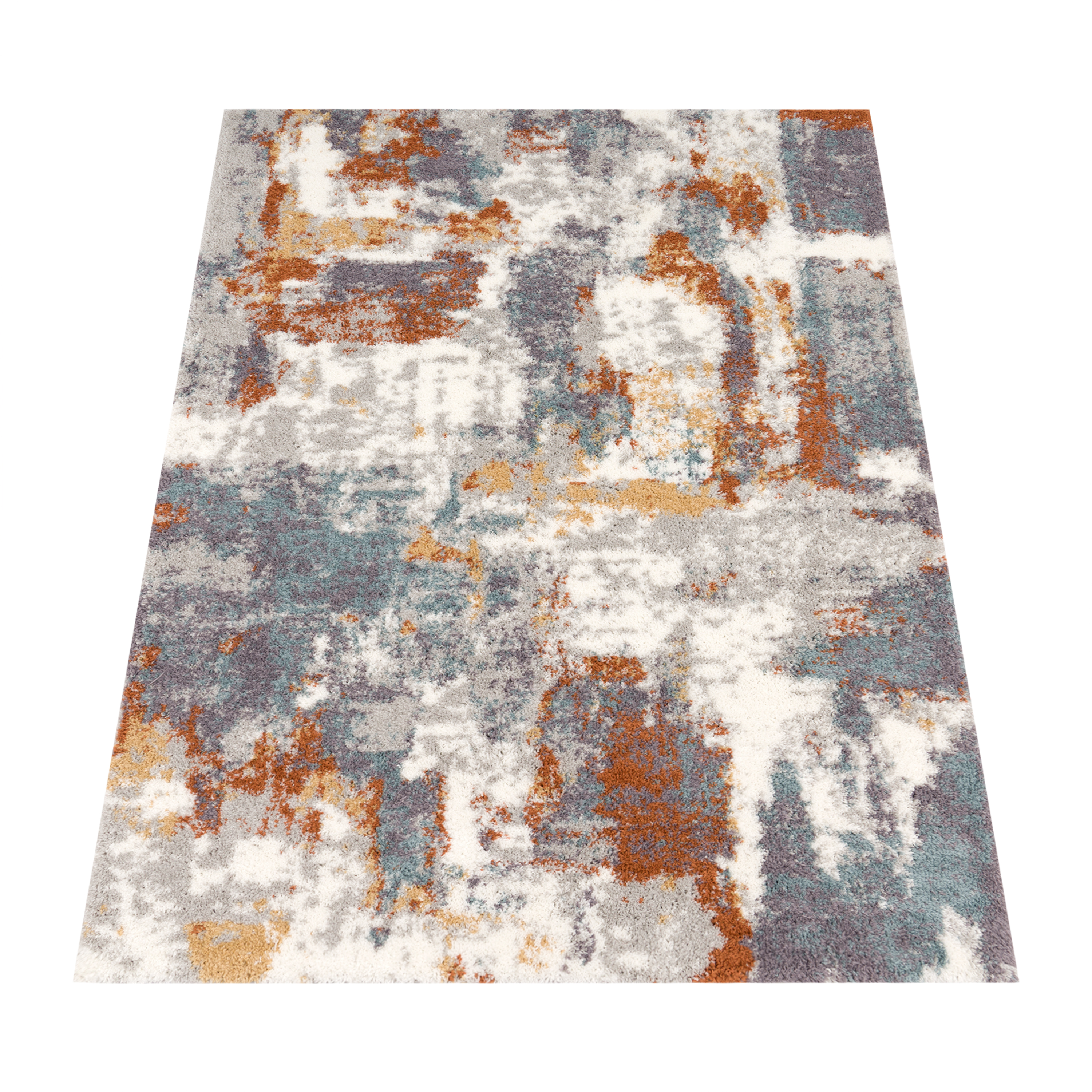 Teppich Esszimmer Shaggy Mit Abstrakt Muster Mehrfarbig Vintage