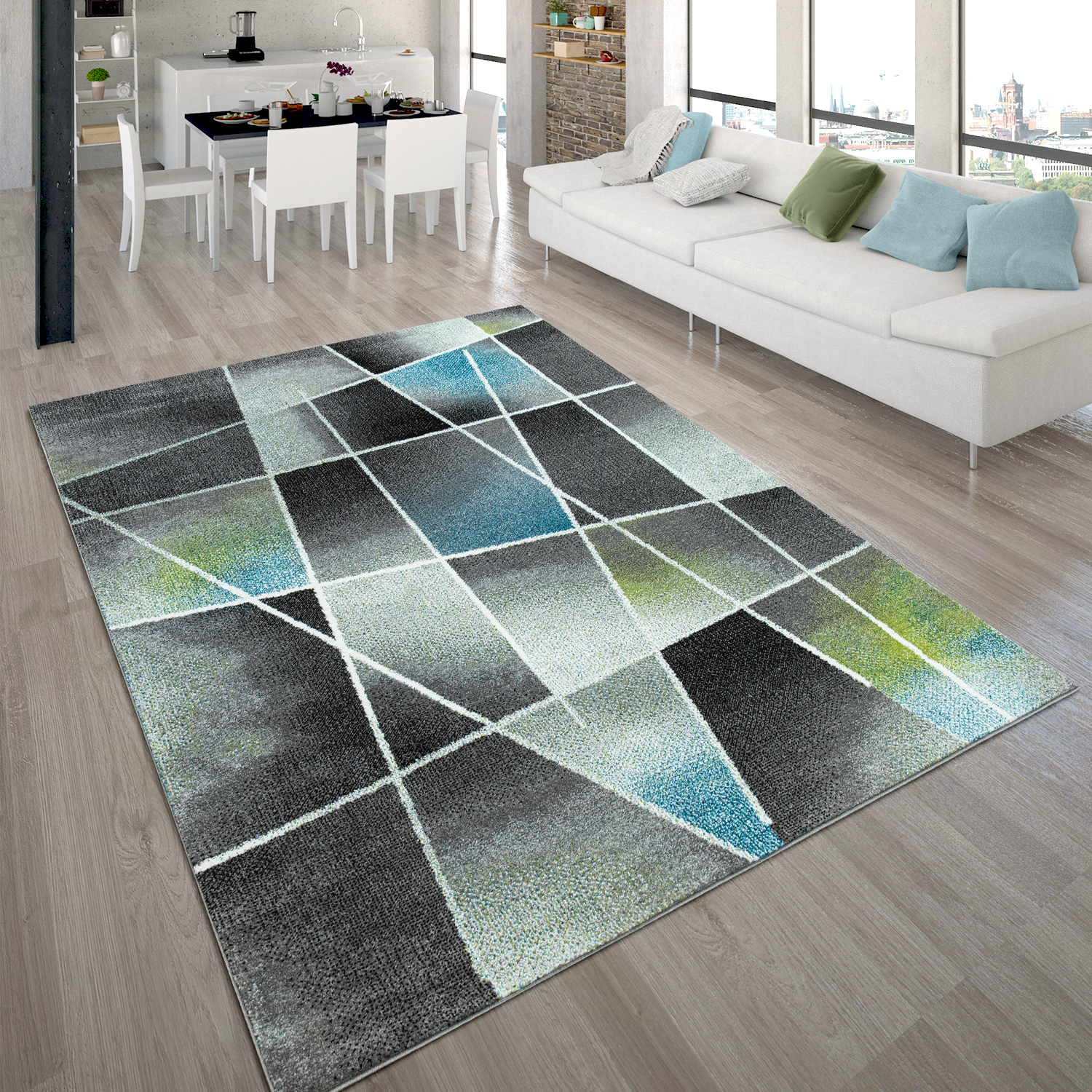 Kurzflor-Teppich Mit Abstraktem Muster Farbverlauf Mehrfarbig 