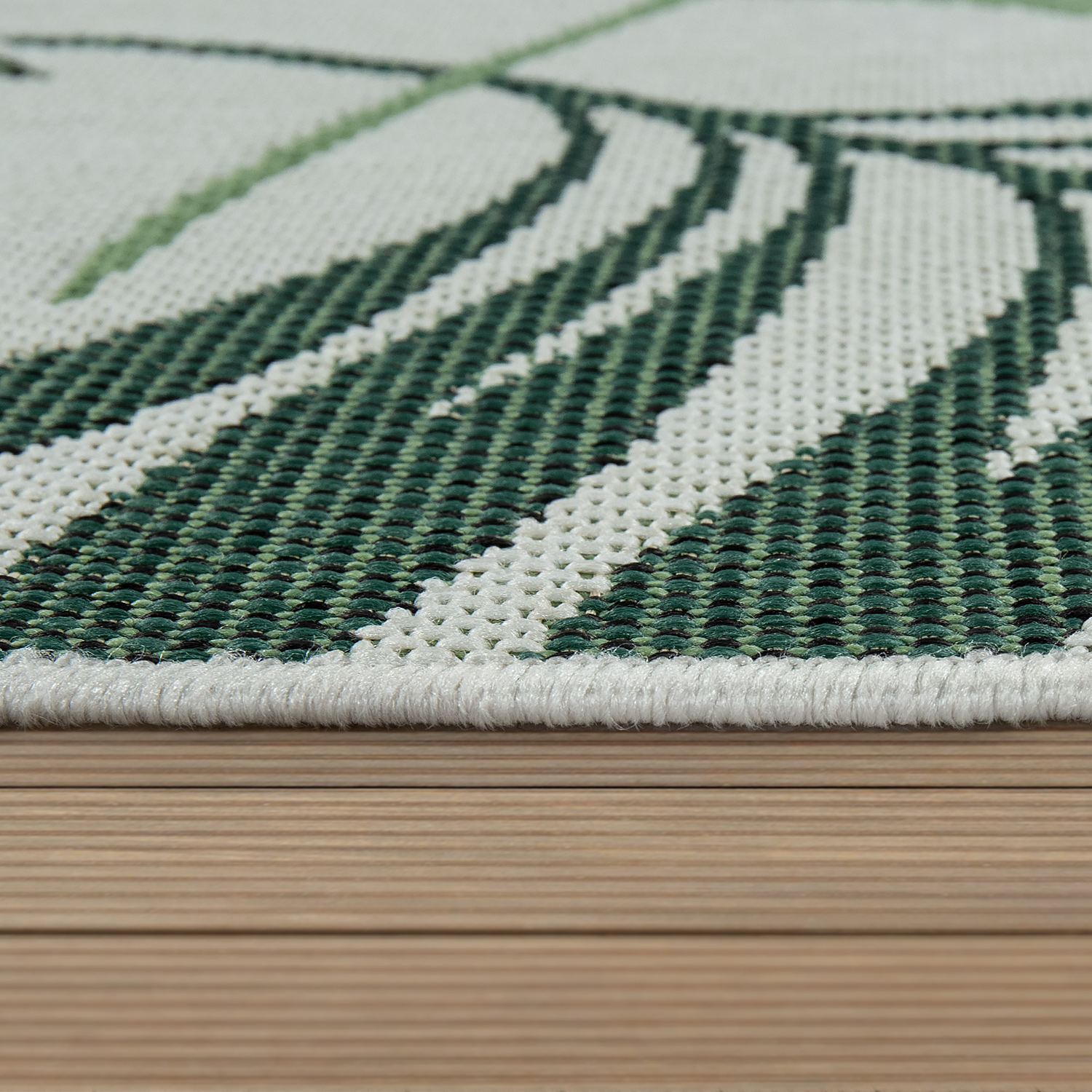 Teppich Terrasse Küche Ethno Blumen Muster Grün Mit Motiv