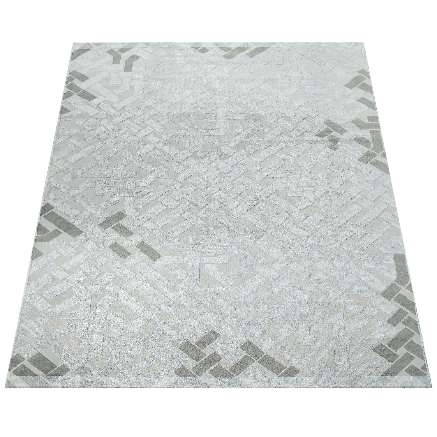 Wohnzimmer Teppich 3-D Optik Labyrinth Design Grau 