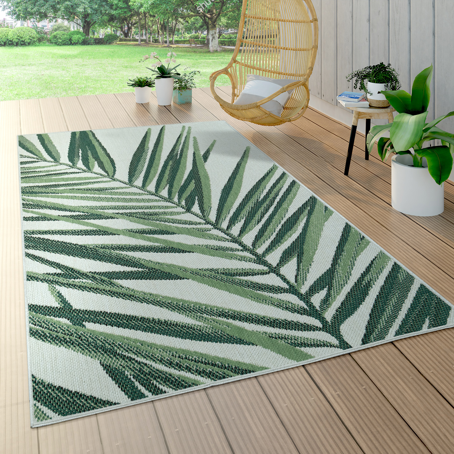 In- & Outdoor Teppich Muster Grün 